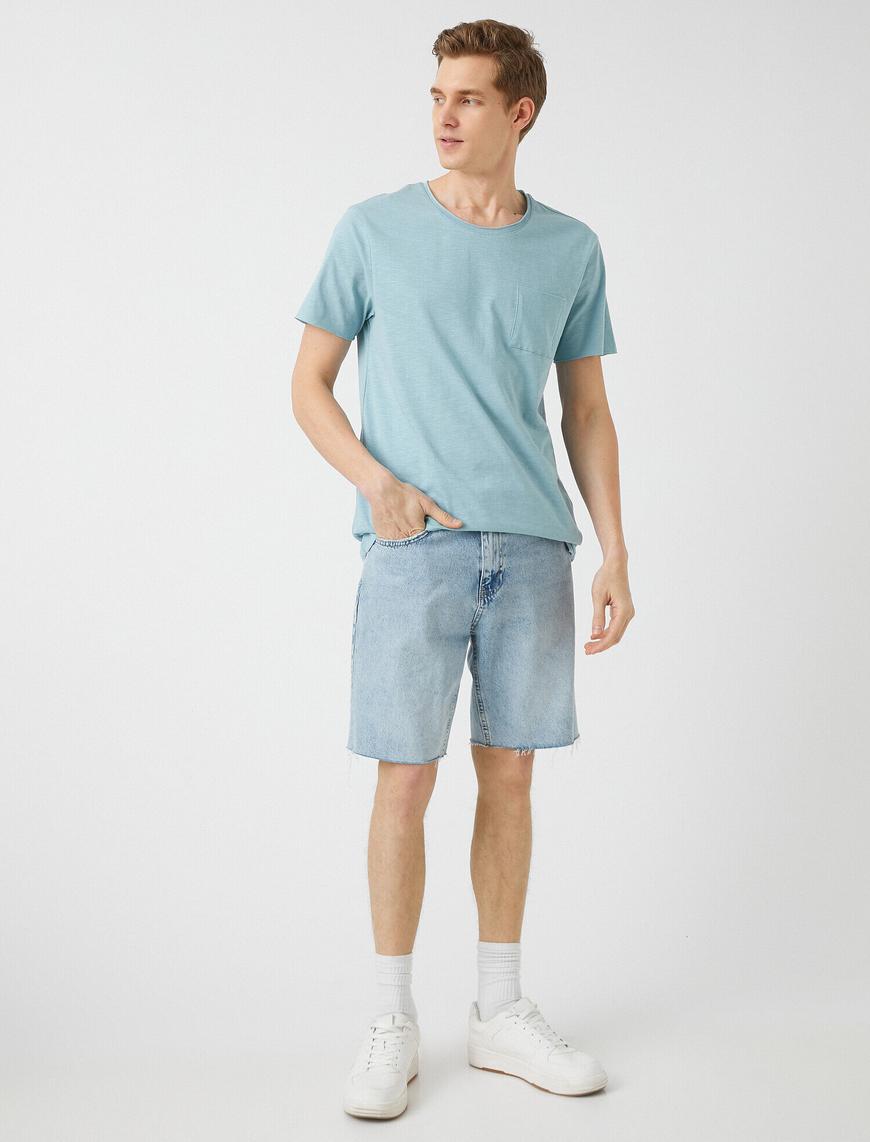   Slim Fit Cepli Basic Tişört
