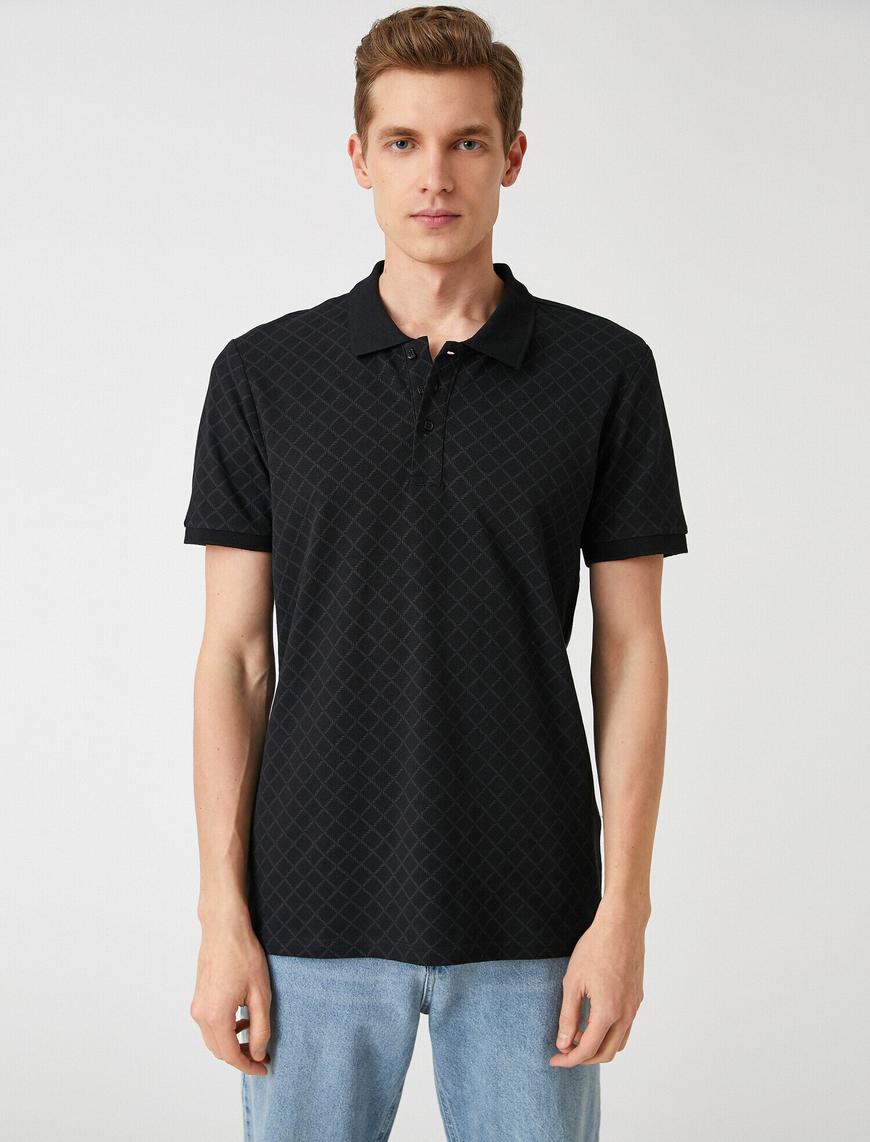   Slim Fit Desenli Polo Yaka Tişört