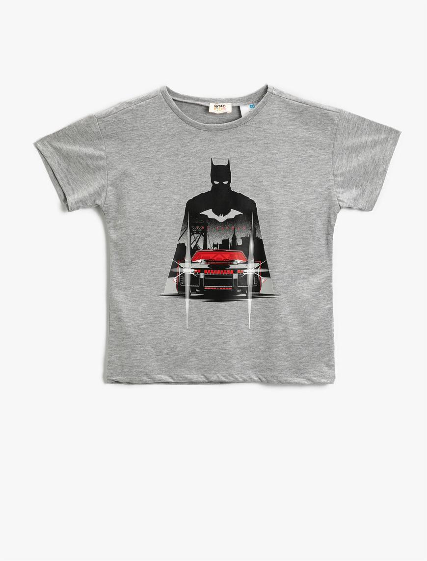  Erkek Çocuk Batman Baskılı Pamuklu Tişört Warner Bros Lisanslı Bisiklet Yaka