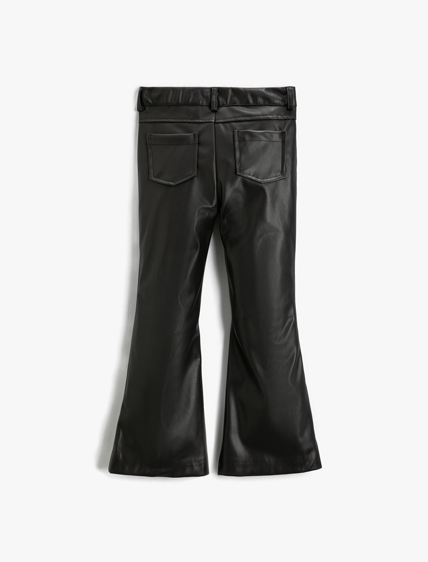  Kız Çocuk Suni Deri Görünümlü İspanyol Paça Dikiş Detaylı Pantolon