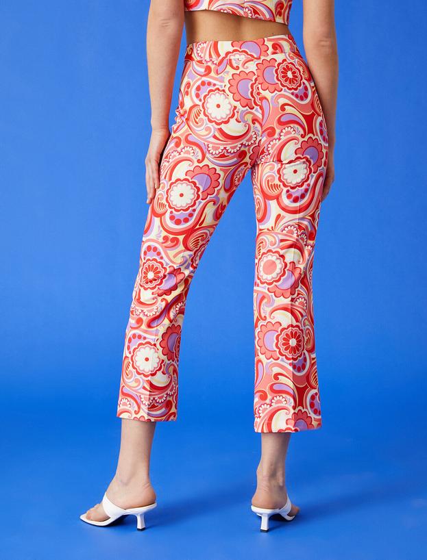   Çiçekli Crop Pantolon