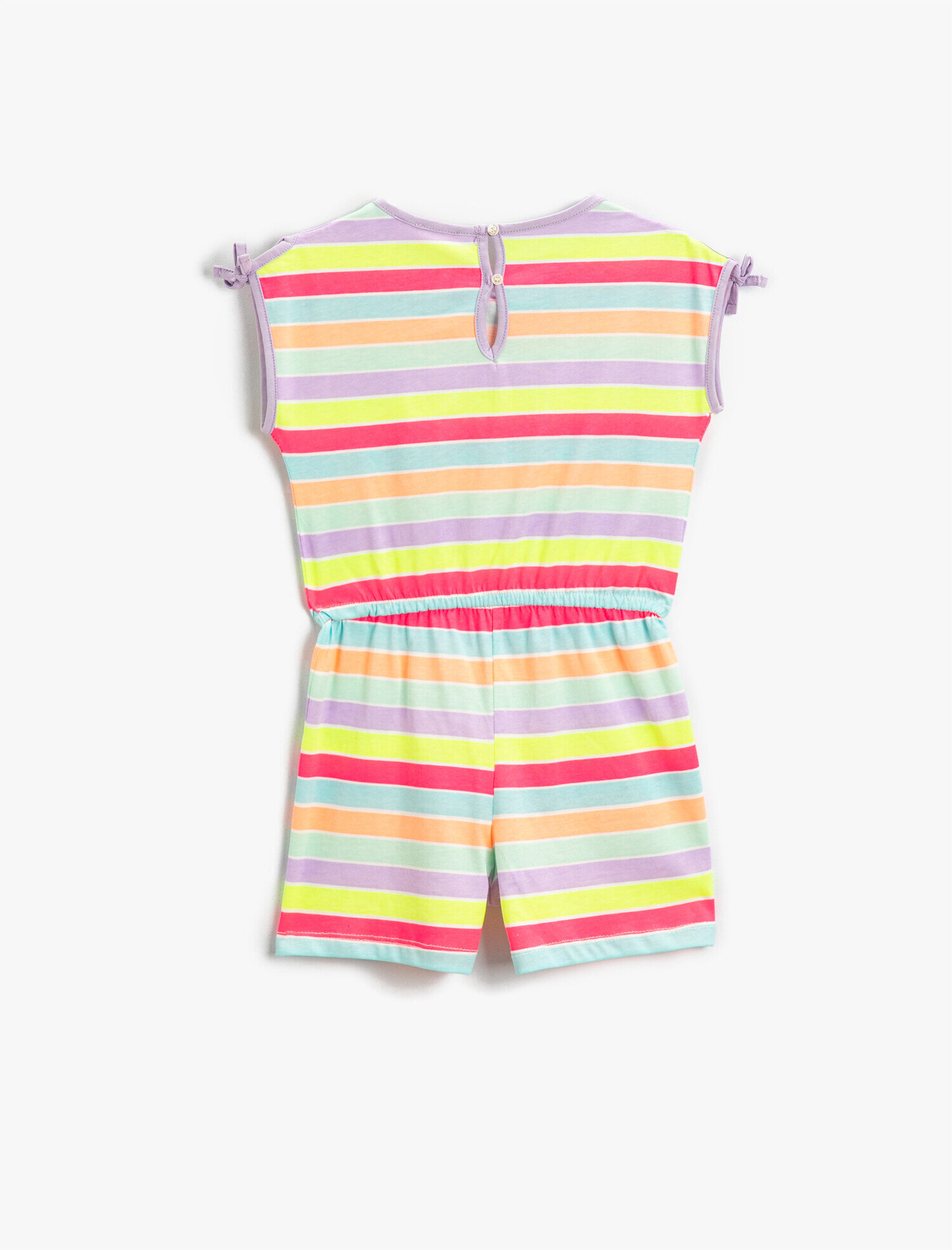  Kız Çocuk Renkli Şort Tulum Bisiklet Yaka Kolsuz