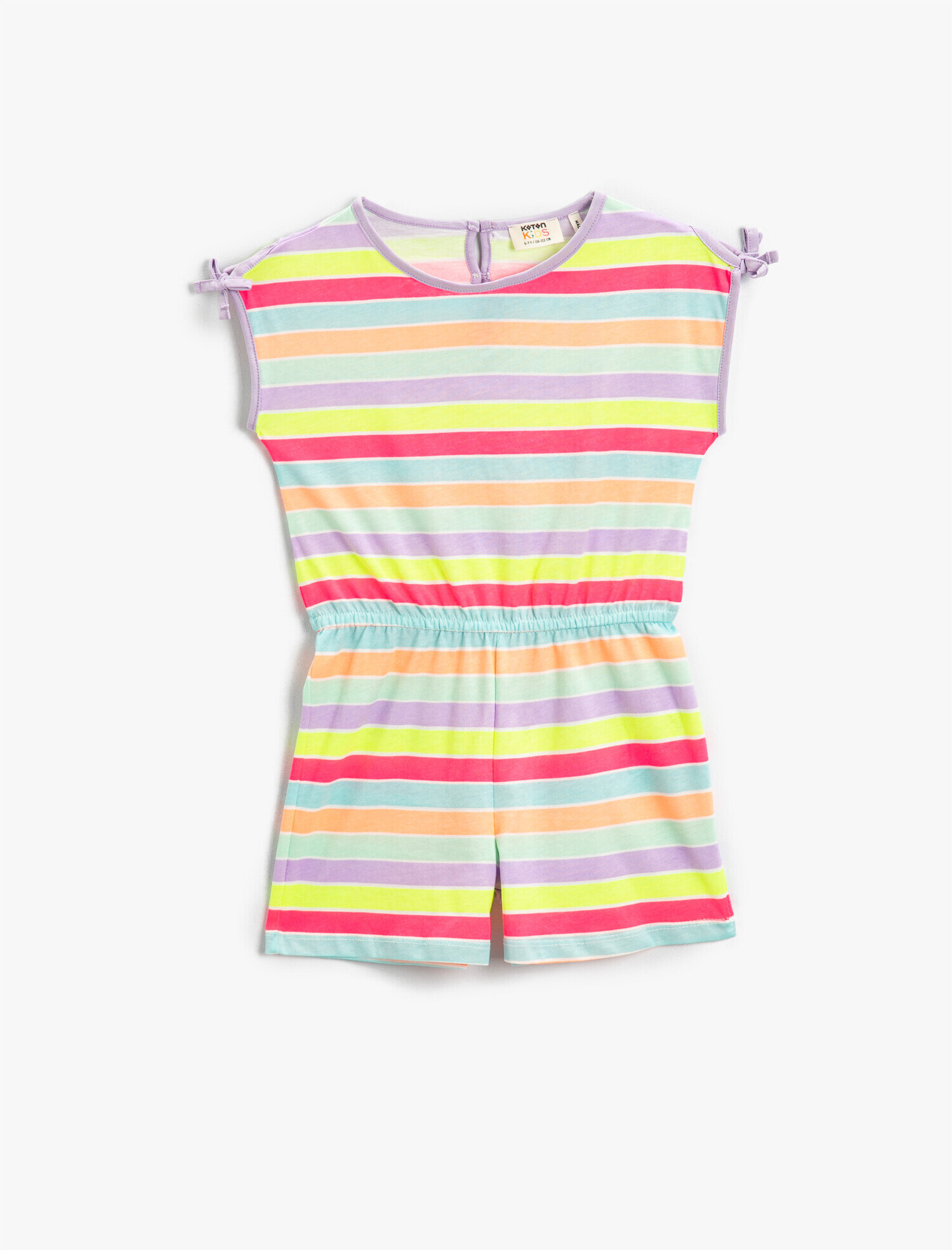  Kız Çocuk Renkli Şort Tulum Bisiklet Yaka Kolsuz