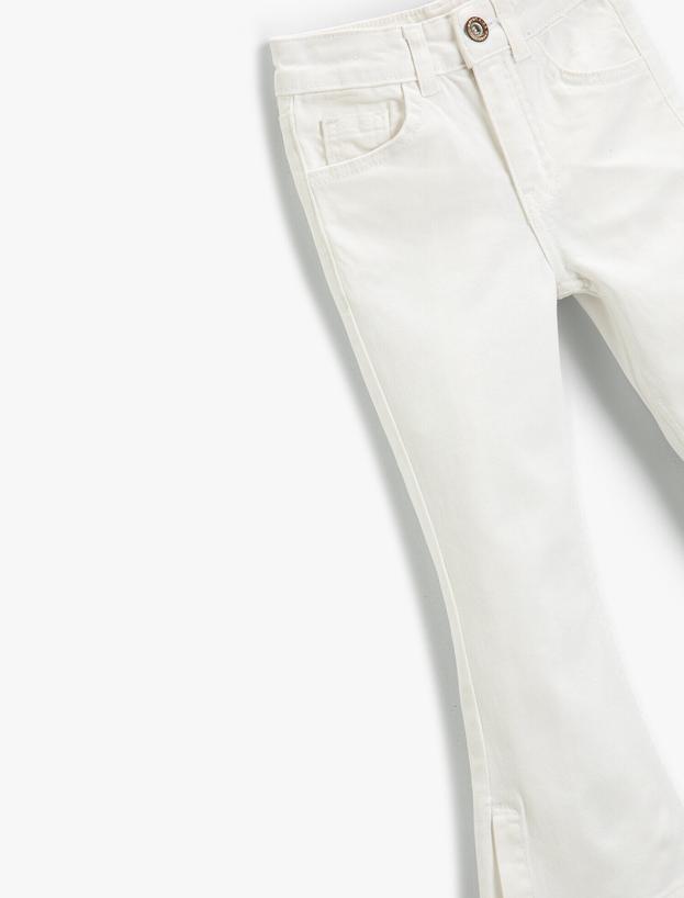  Kız Çocuk İspanyol Paça Kot Pantolon Yırtmaç Detaylı - Flare Jean