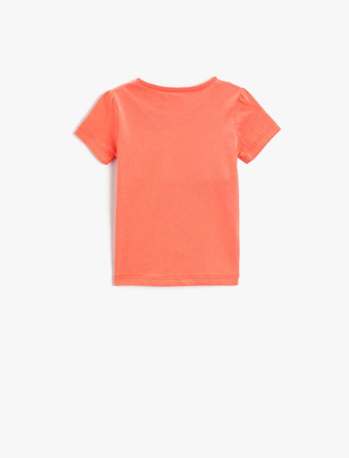 Kız Bebek Baskılı Tişört Bisiklet Yaka Pamuklu