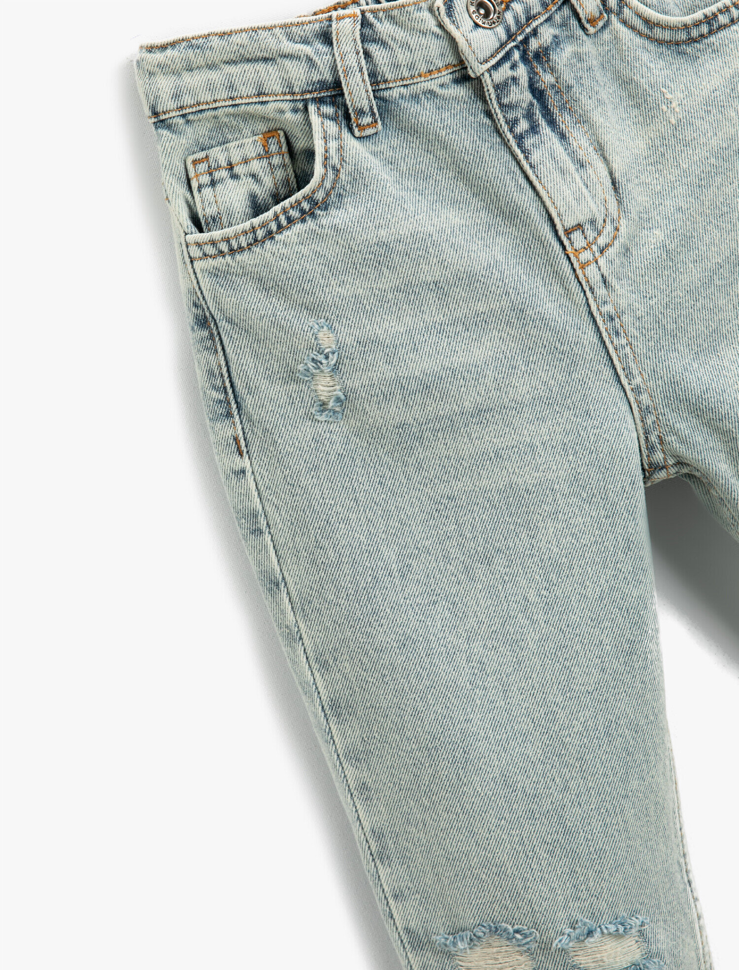  Kız Çocuk Kot Pantolon Cepli Destroylu Pamuklu - Boyfriend Jean