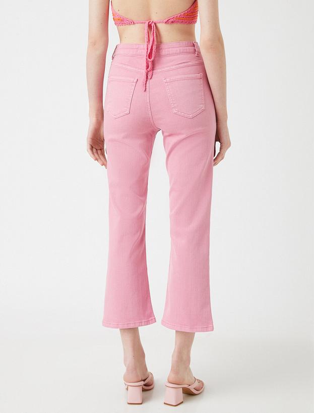  Crop Kot Pantolon Yüksek Bel İspanyol Paça - Flare Jean