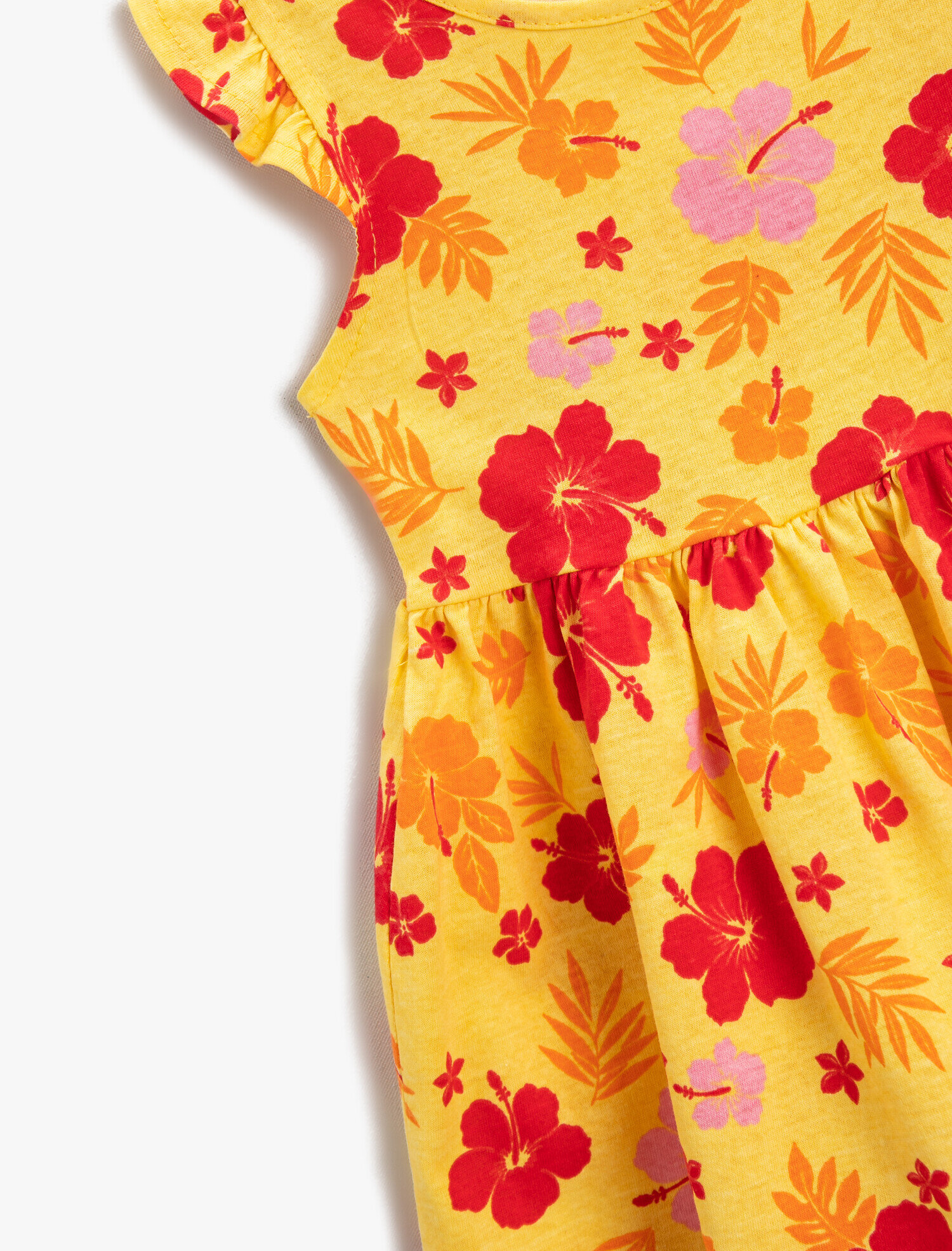  Kız Bebek Elbise Çiçek Desenli Bisiklet Yaka Kolsuz Günlük Pamuklu