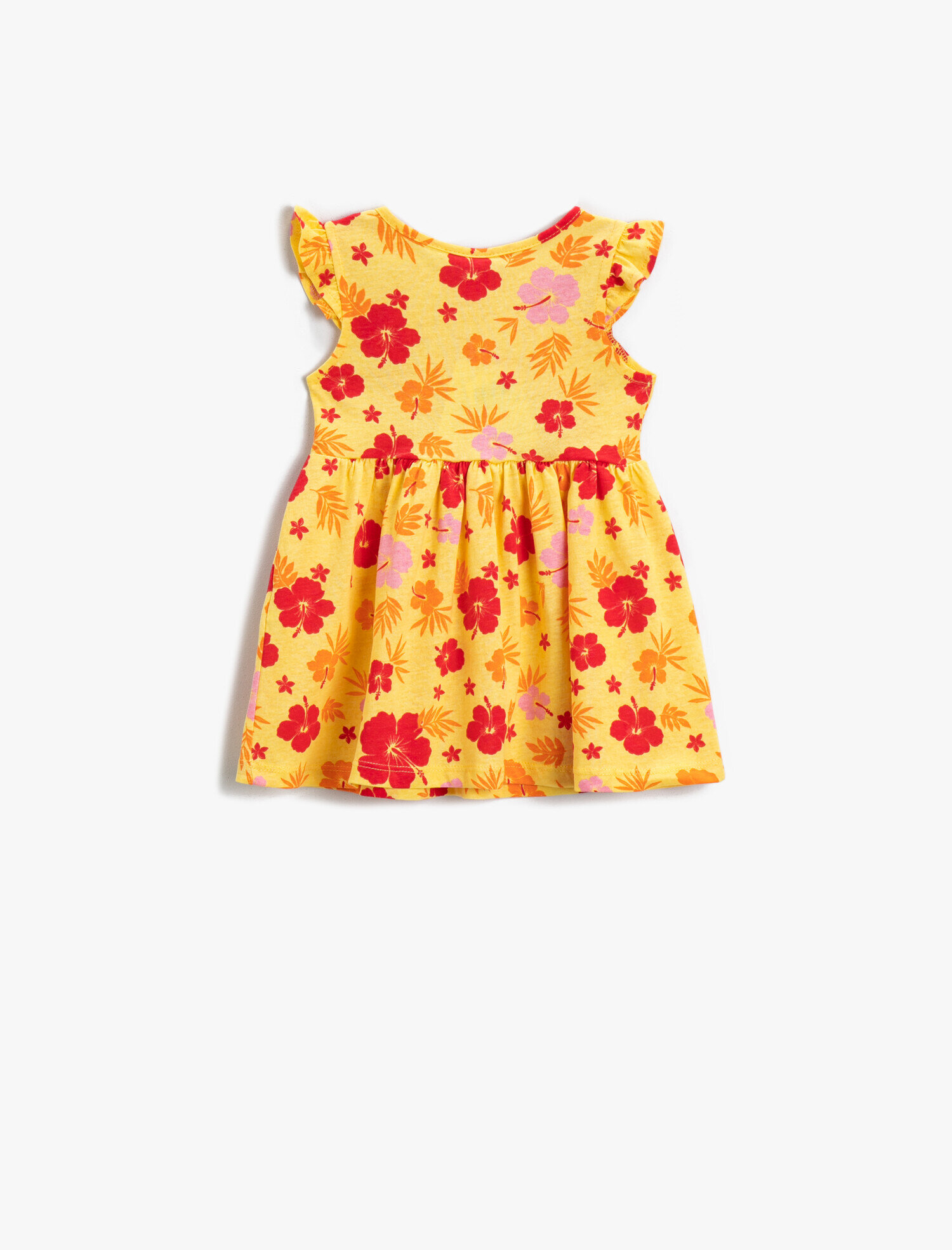  Kız Bebek Elbise Çiçek Desenli Bisiklet Yaka Kolsuz Günlük Pamuklu