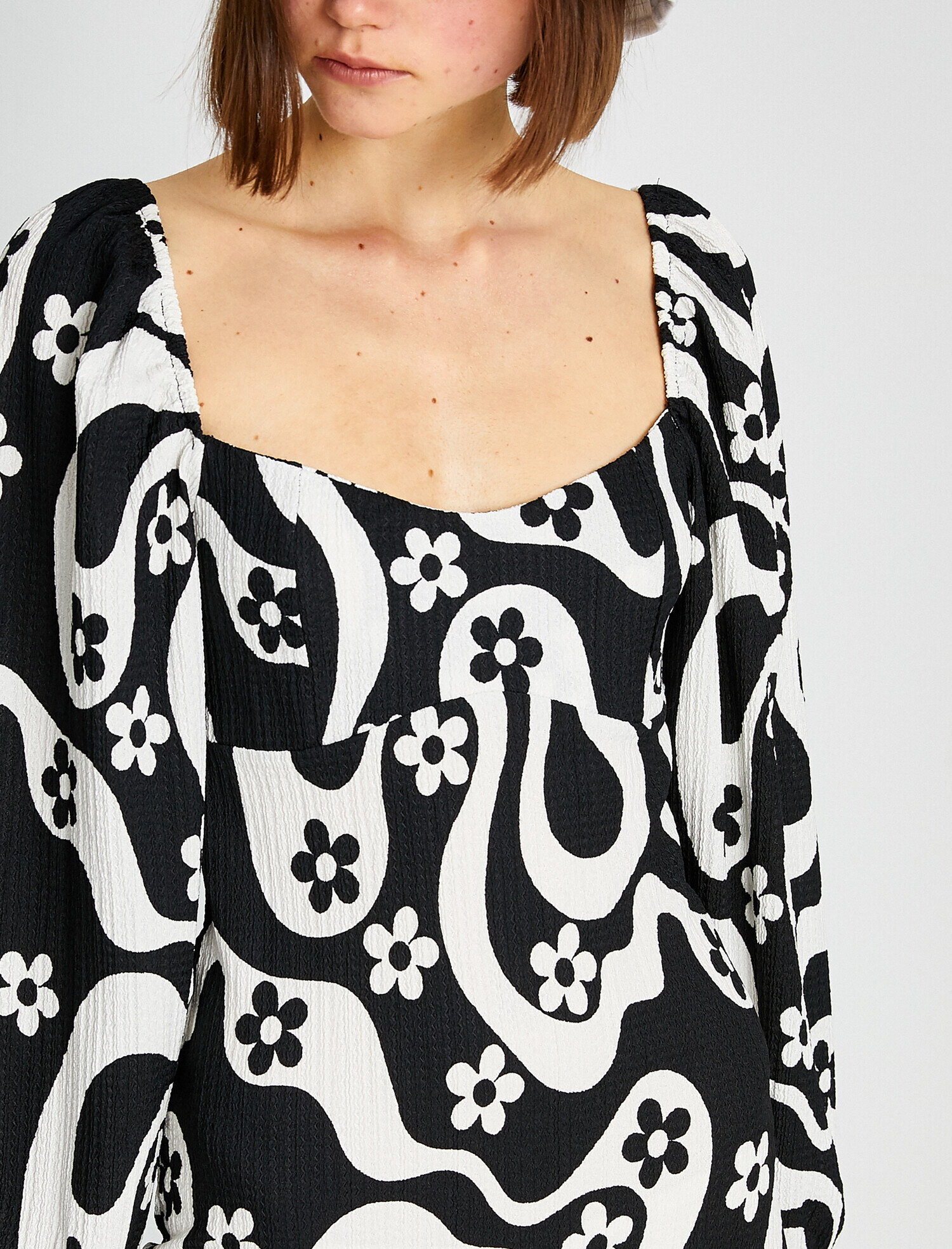   Balon Kollu Mini Elbise