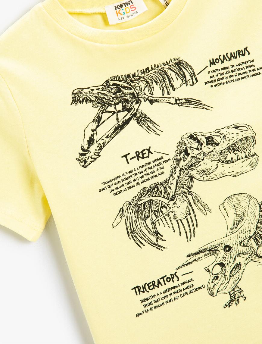  Erkek Çocuk Dinozor Baskılı Tişört Kısa Kollu Pamuklu