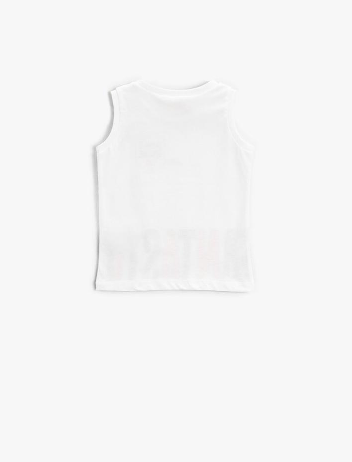 Erkek Bebek Slogan Baskılı Atlet Bisiklet Yaka Pamuklu