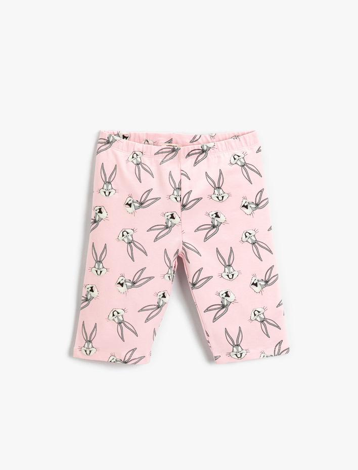 Kız Çocuk Bugs Bunny Baskılı Lisanslı Tayt Diz Üstü Pamuklu
