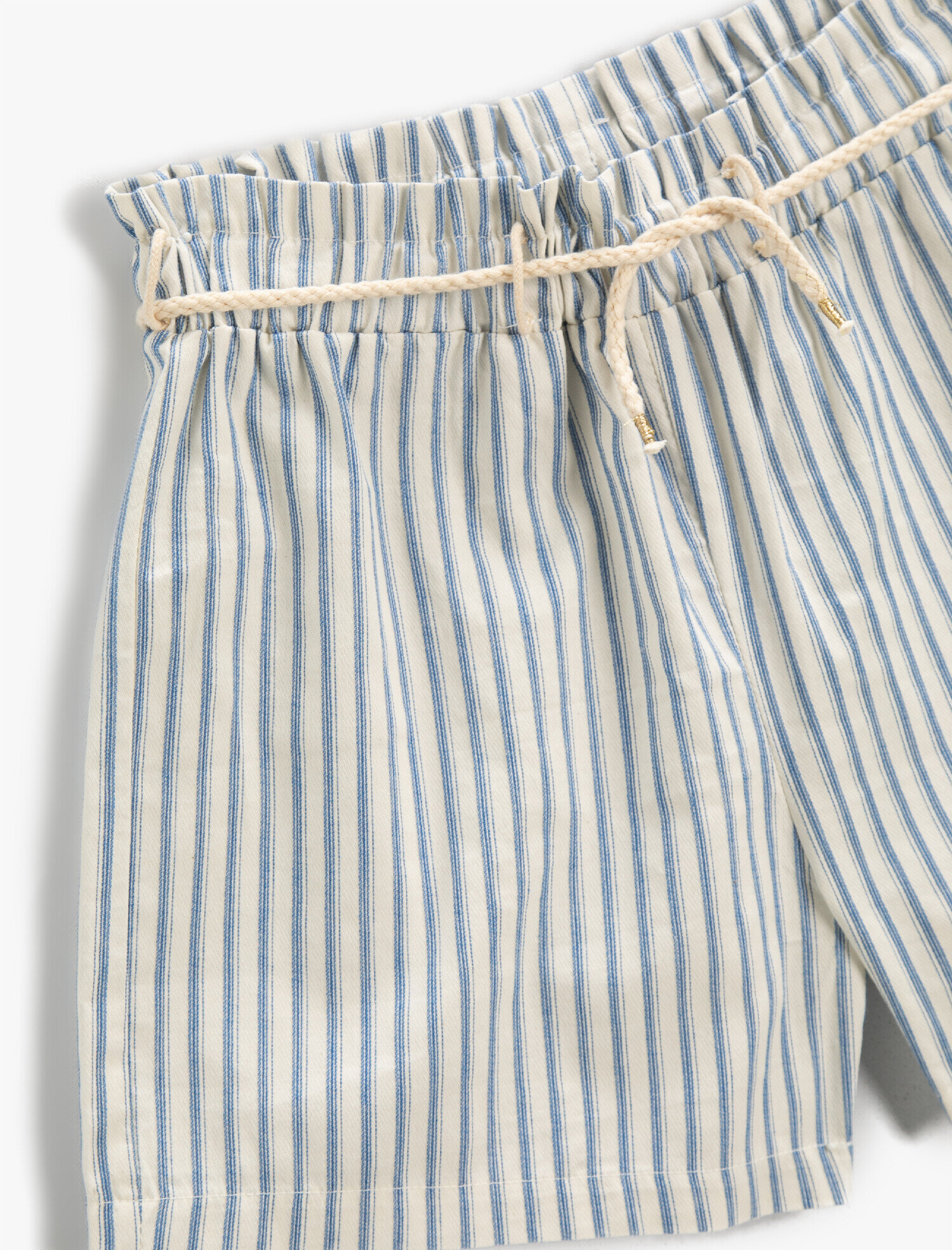  Kız Çocuk Çizgili Şort Beli Bağlamalı Pamuklu