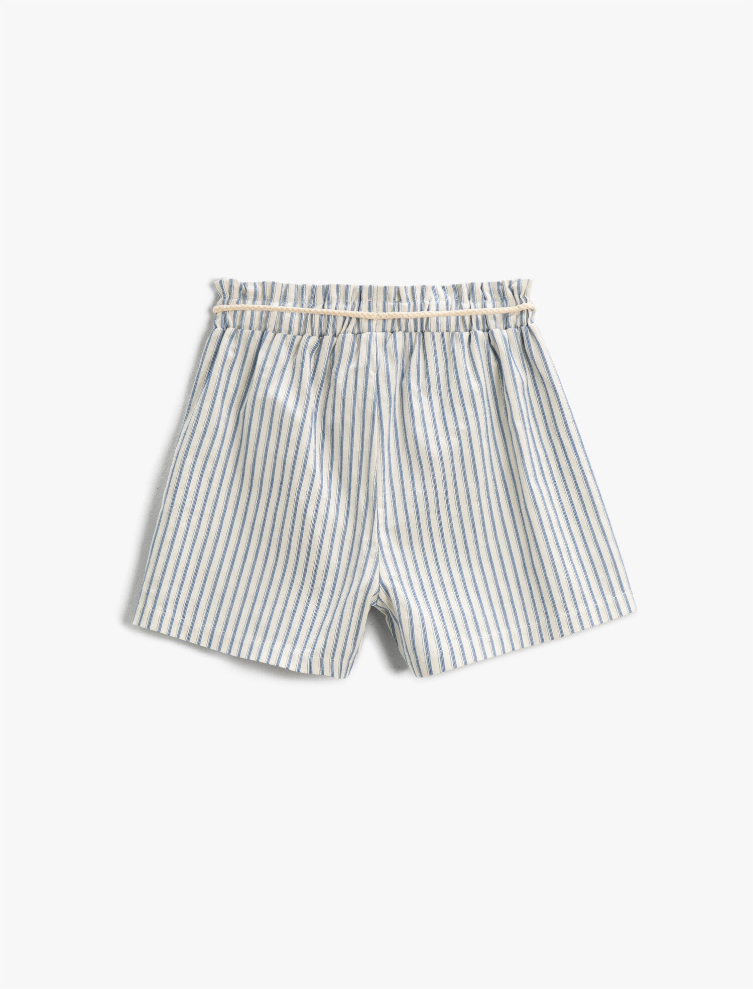  Kız Çocuk Çizgili Şort Beli Bağlamalı Pamuklu