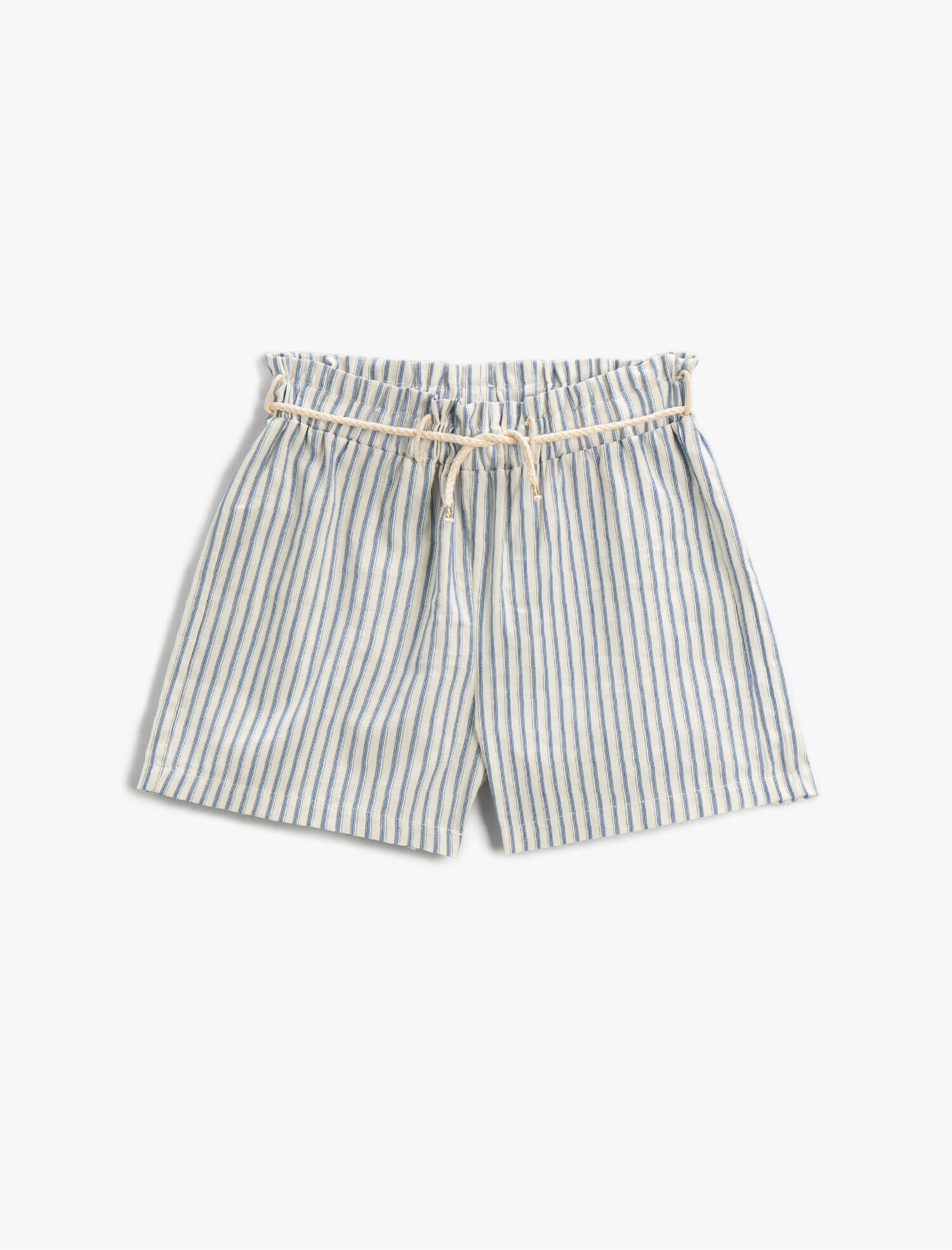  Kız Çocuk Çizgili Şort Beli Bağlamalı Pamuklu