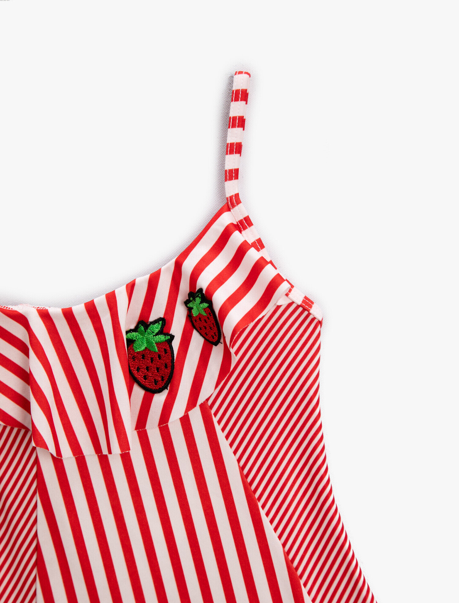  Kız Çocuk Mayo Fırfırlı İnce Askılı Çilek İşleme Detaylı