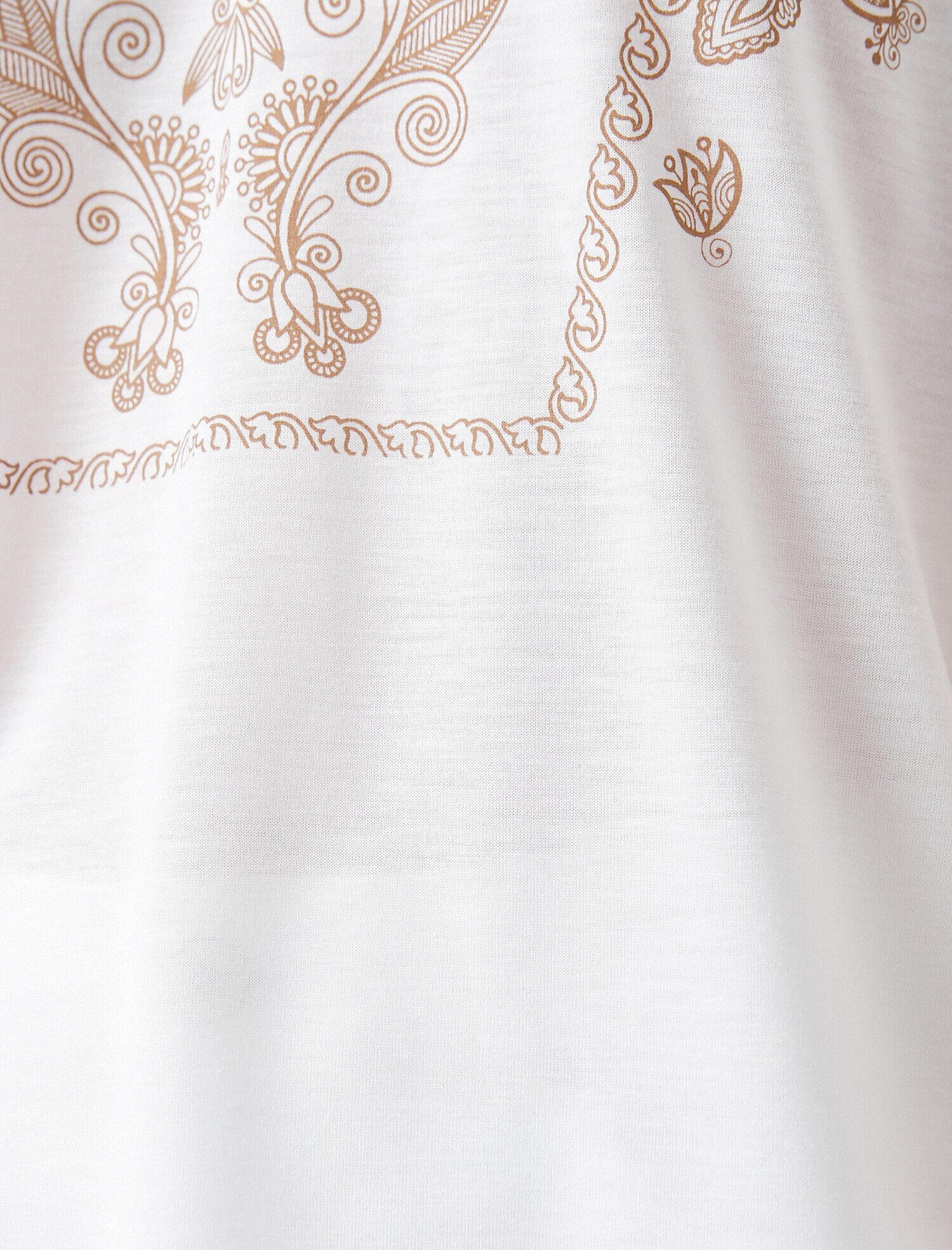   Çiçek Baskılı Tişört V Yaka Kısa Kollu