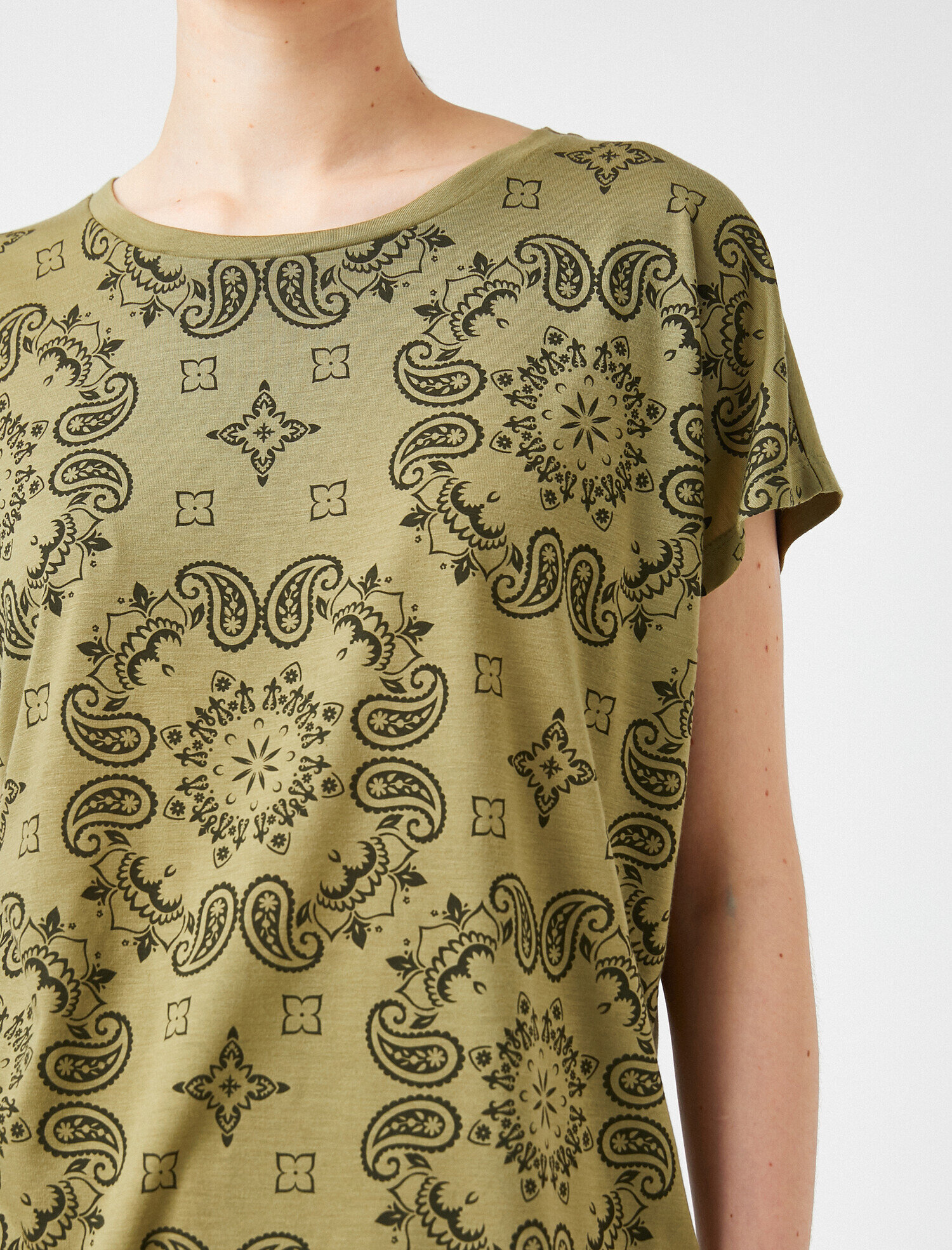   Baskılı Tişört Bisiklet Yaka Kısa Kollu