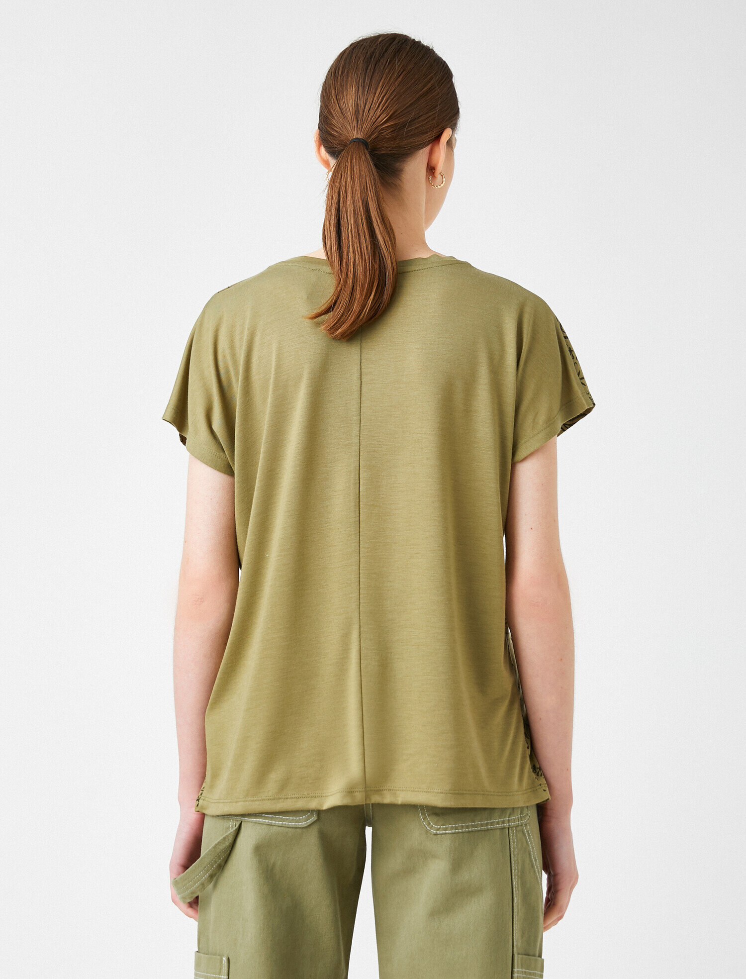   Baskılı Tişört Bisiklet Yaka Kısa Kollu