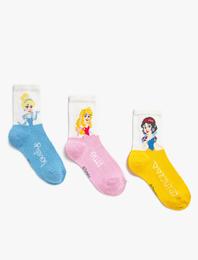 3'lü Disney Prensesleri Lisanslı Baskılı Çorap Seti