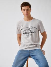 Slim Fit Kolej Baskılı Tişört