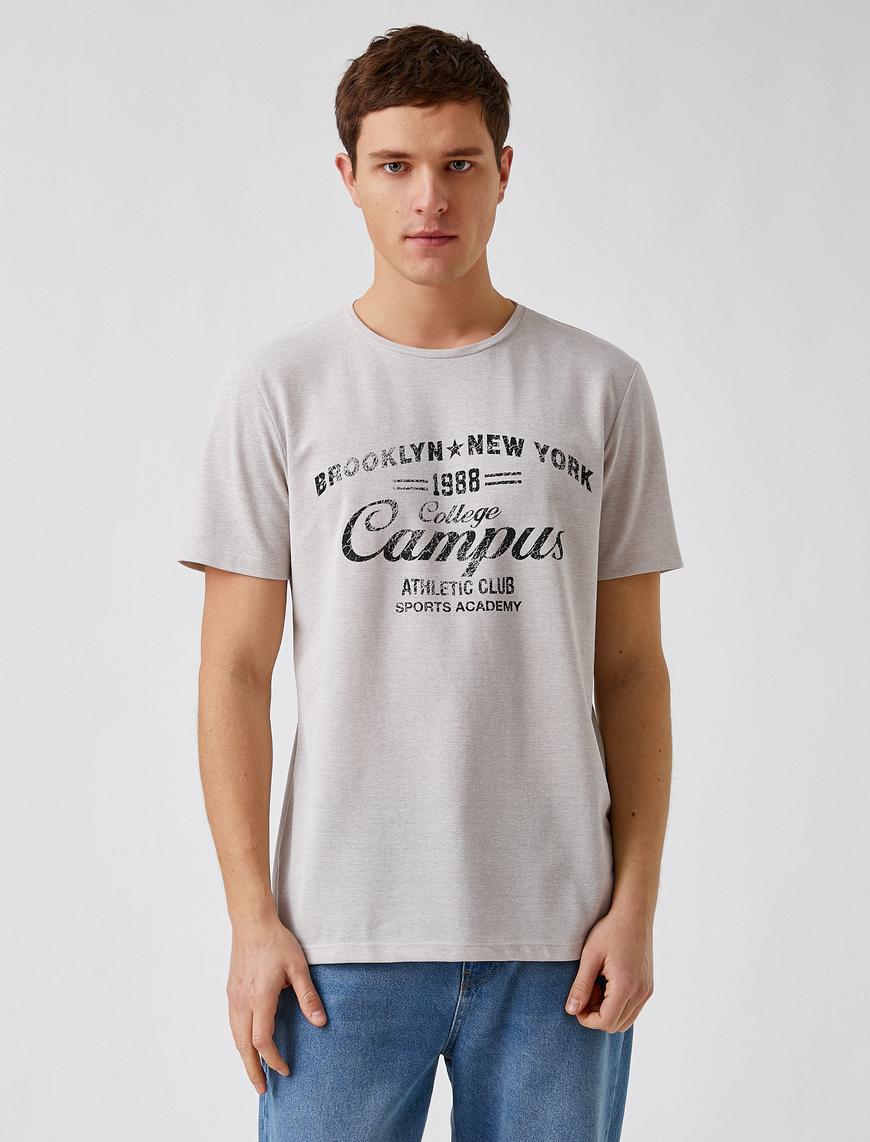   Slim Fit Kolej Baskılı Tişört