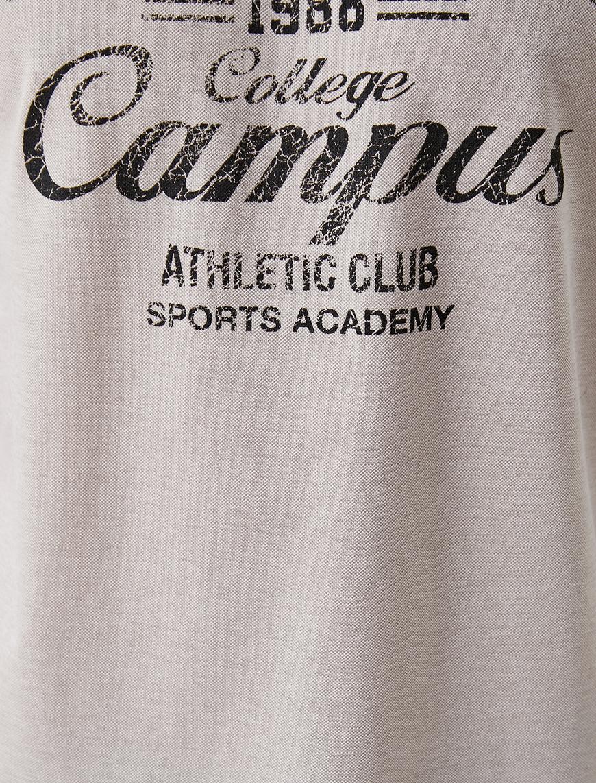   Slim Fit Kolej Baskılı Tişört