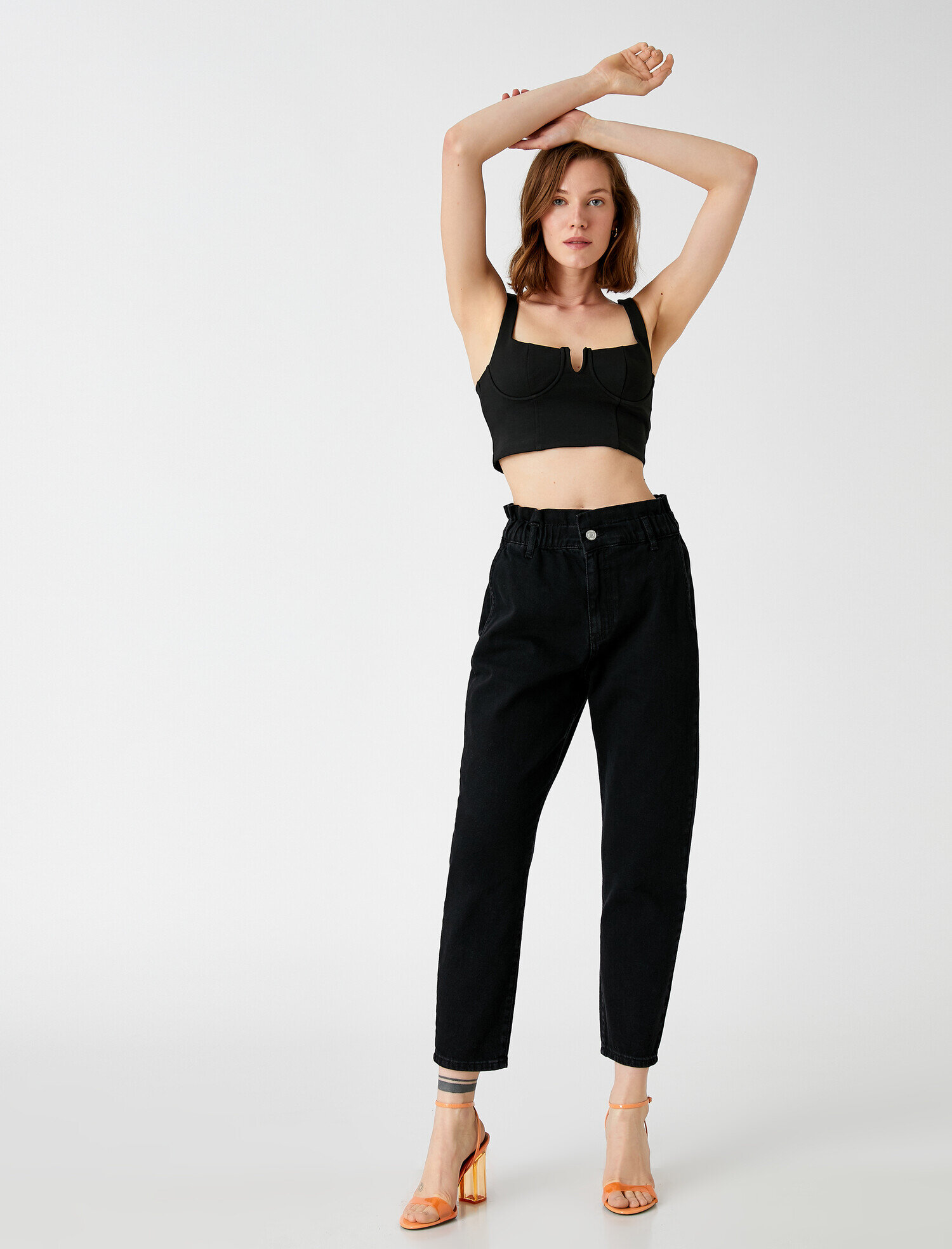   Rahat Kesim Dar Paça Kot Pantolon - Mom Jean