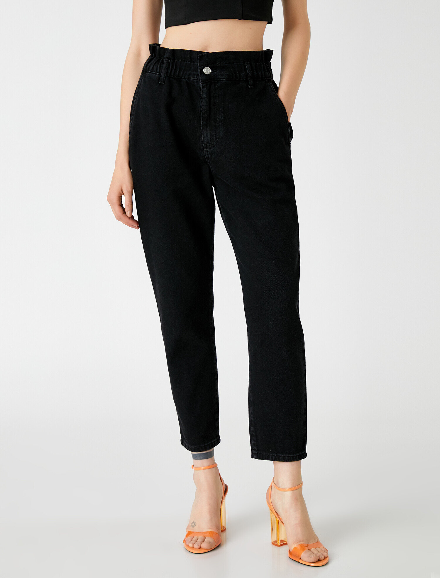   Rahat Kesim Dar Paça Kot Pantolon - Mom Jean