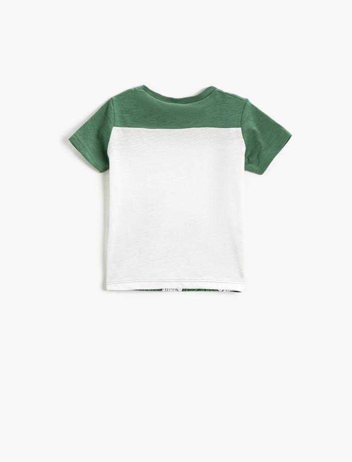 Erkek Bebek Tişört Baskılı Kısa Kollu Bisiklet Yaka Pamuklu