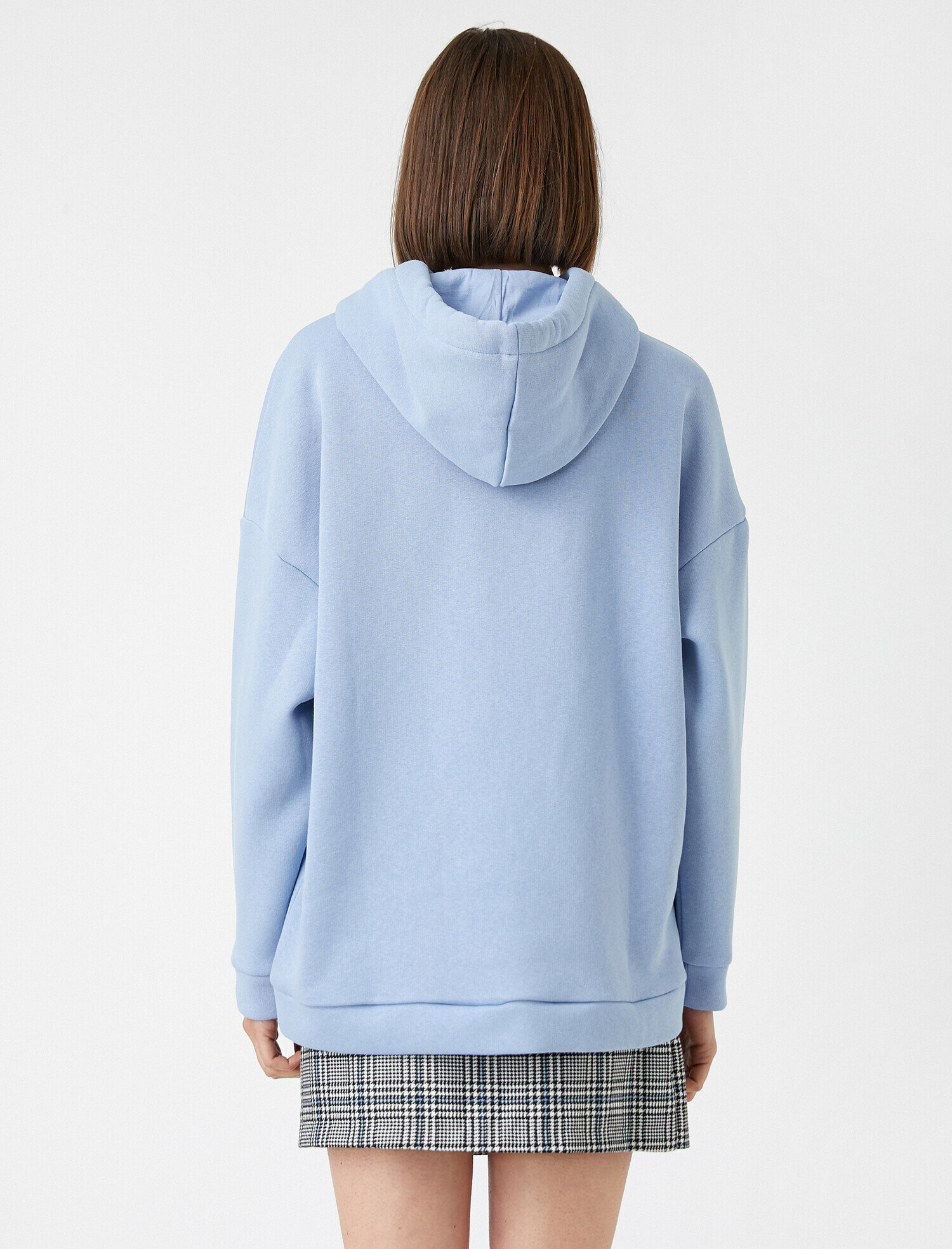 Oversize Basic Sweatshirt Kapüşonlu İçi Polarlı