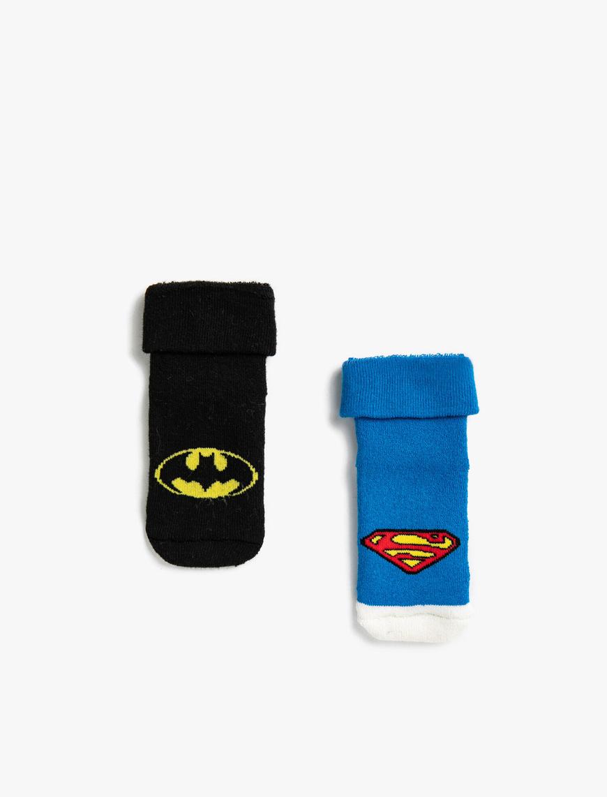  Erkek Bebek Süperman Batman Baskılı  Çorap Set