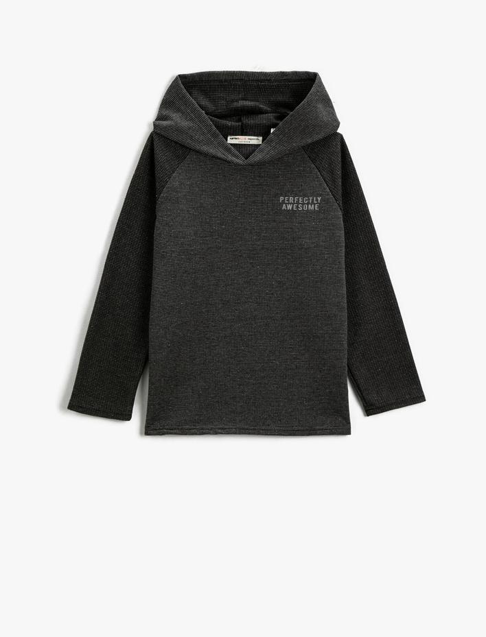 Erkek Çocuk Kapüşonlu Sweatshirt Dokulu Uzun Kollu