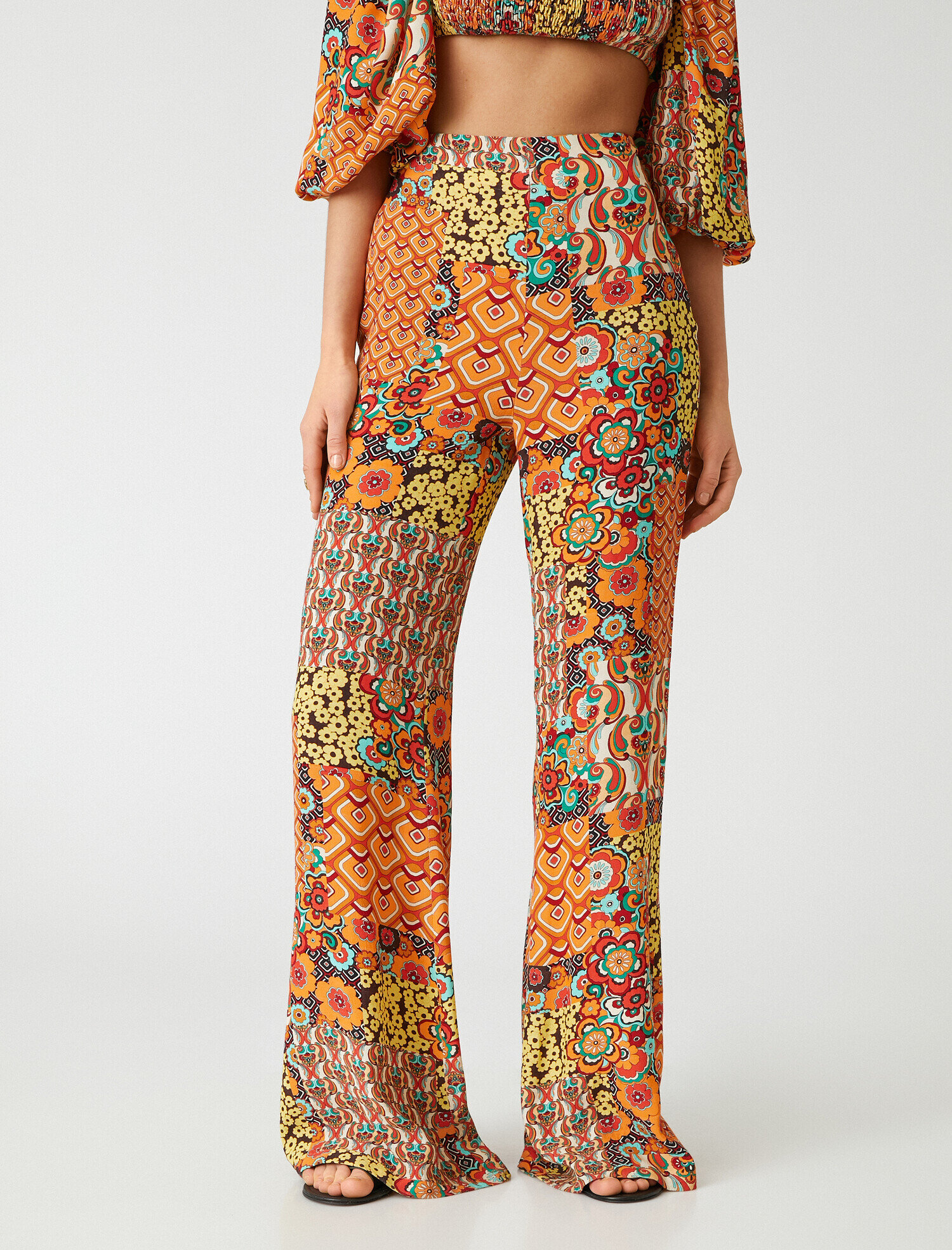  İspanyol Paça Pantolon Etnik Desenli