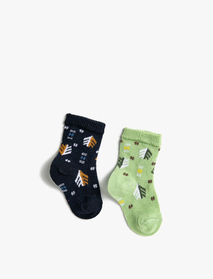  Erkek Bebek Çoklu Desenli Çorap Seti