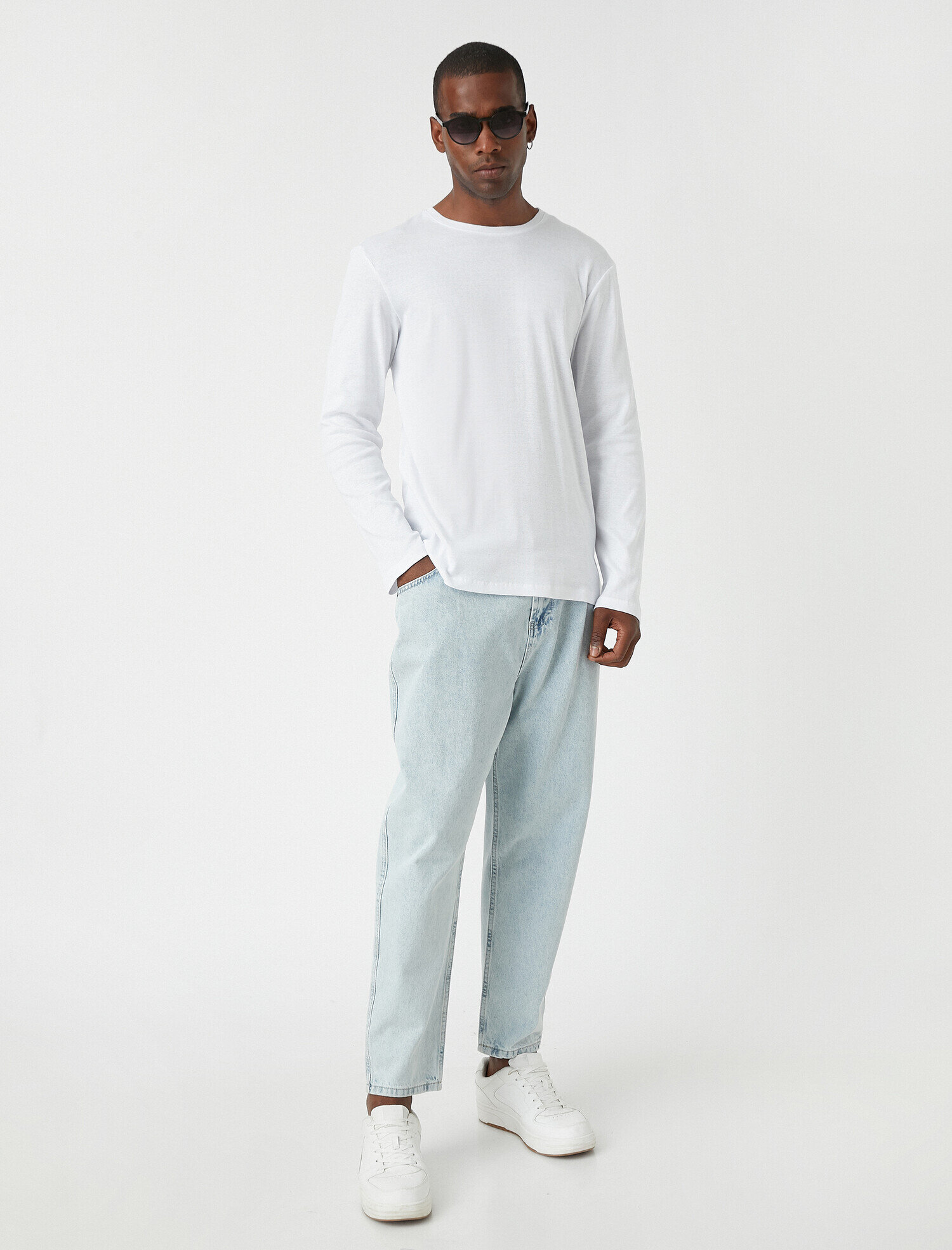   Bisiklet Yaka Uzun Kollu Tişört