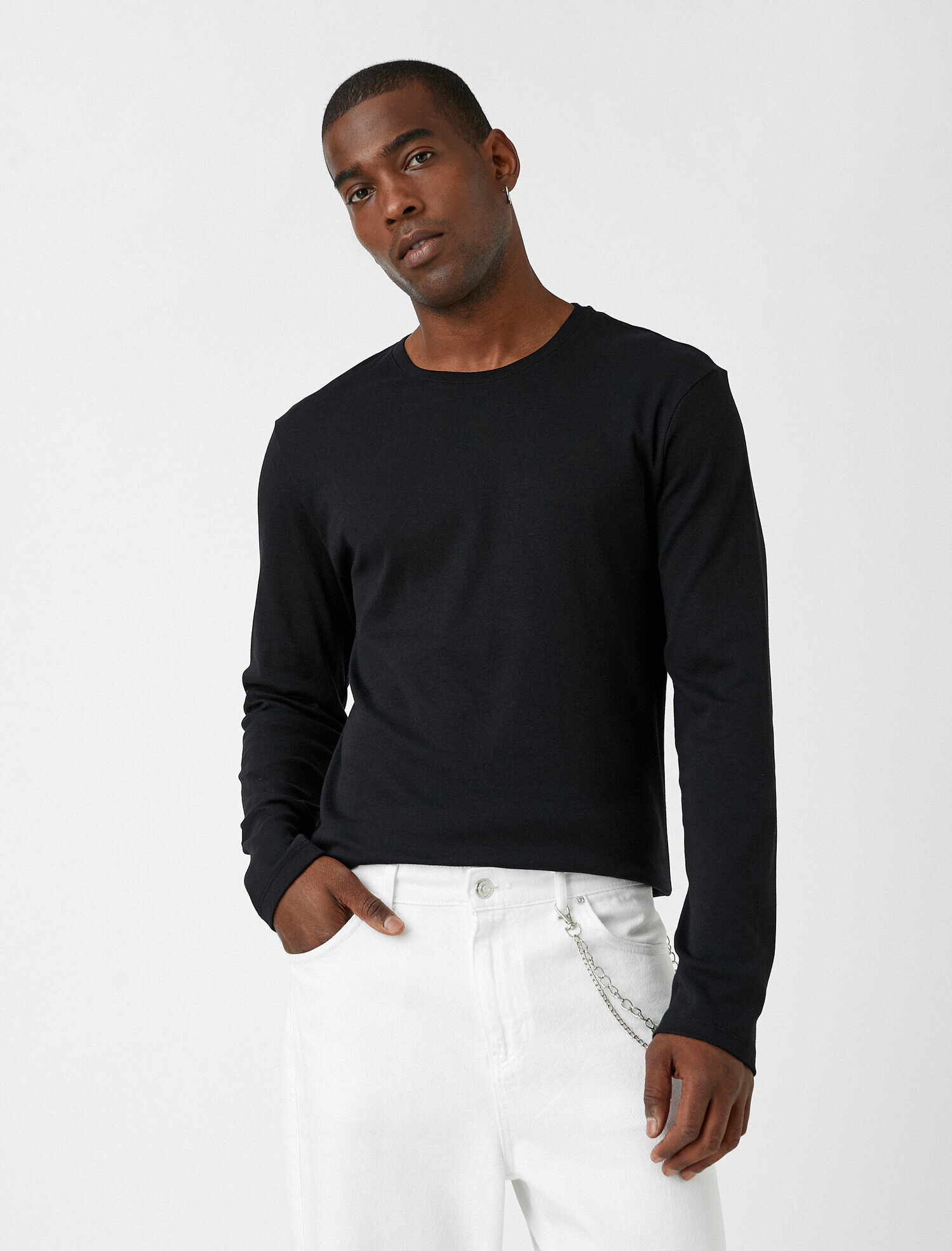   Bisiklet Yaka Uzun Kollu Tişört