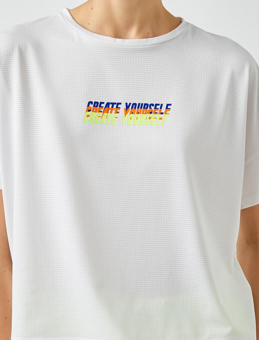   Slogan Baskılı Spor Tişört