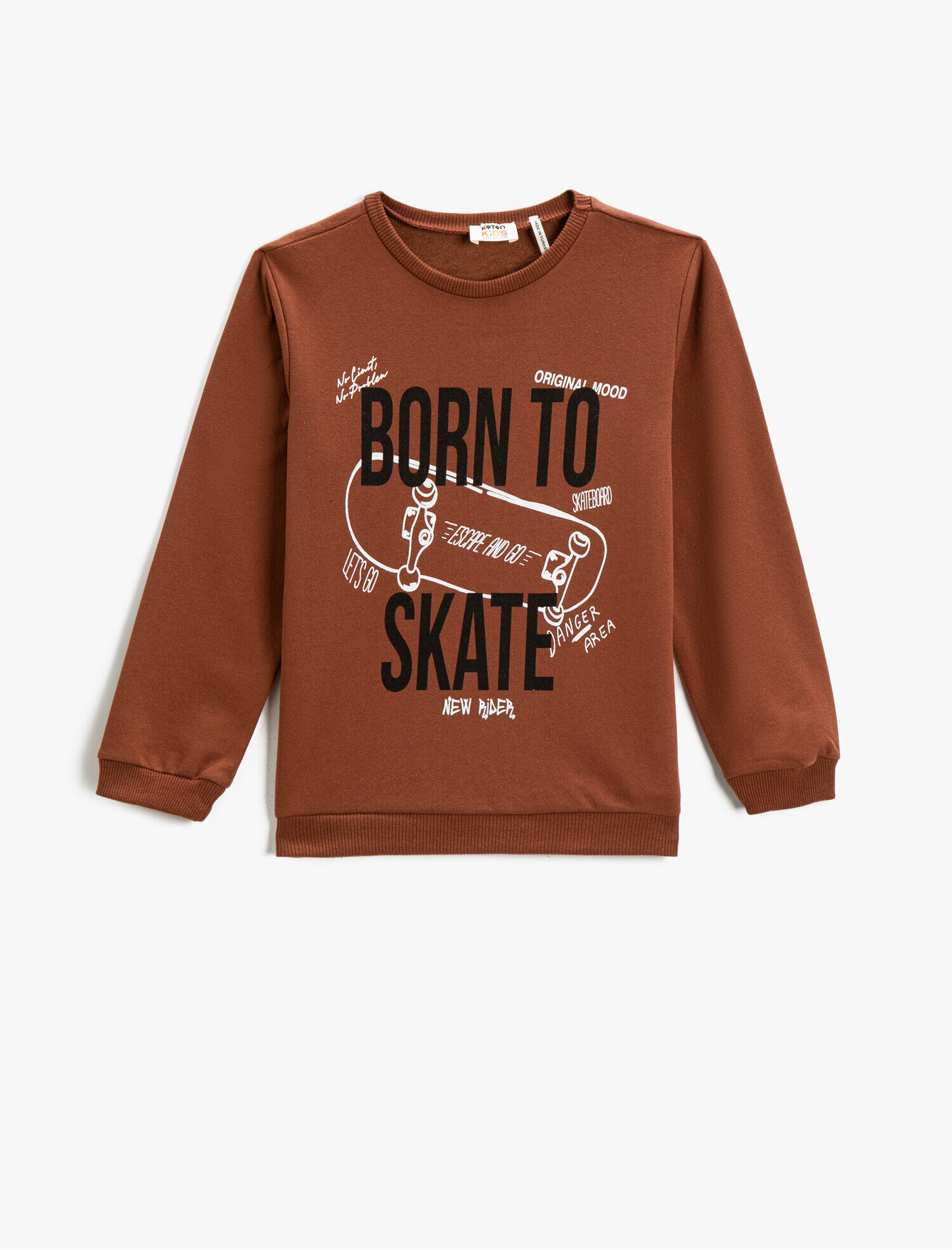  Erkek Çocuk Sweatshirt Uzun Kollu Baskılı Bisiklet Yaka