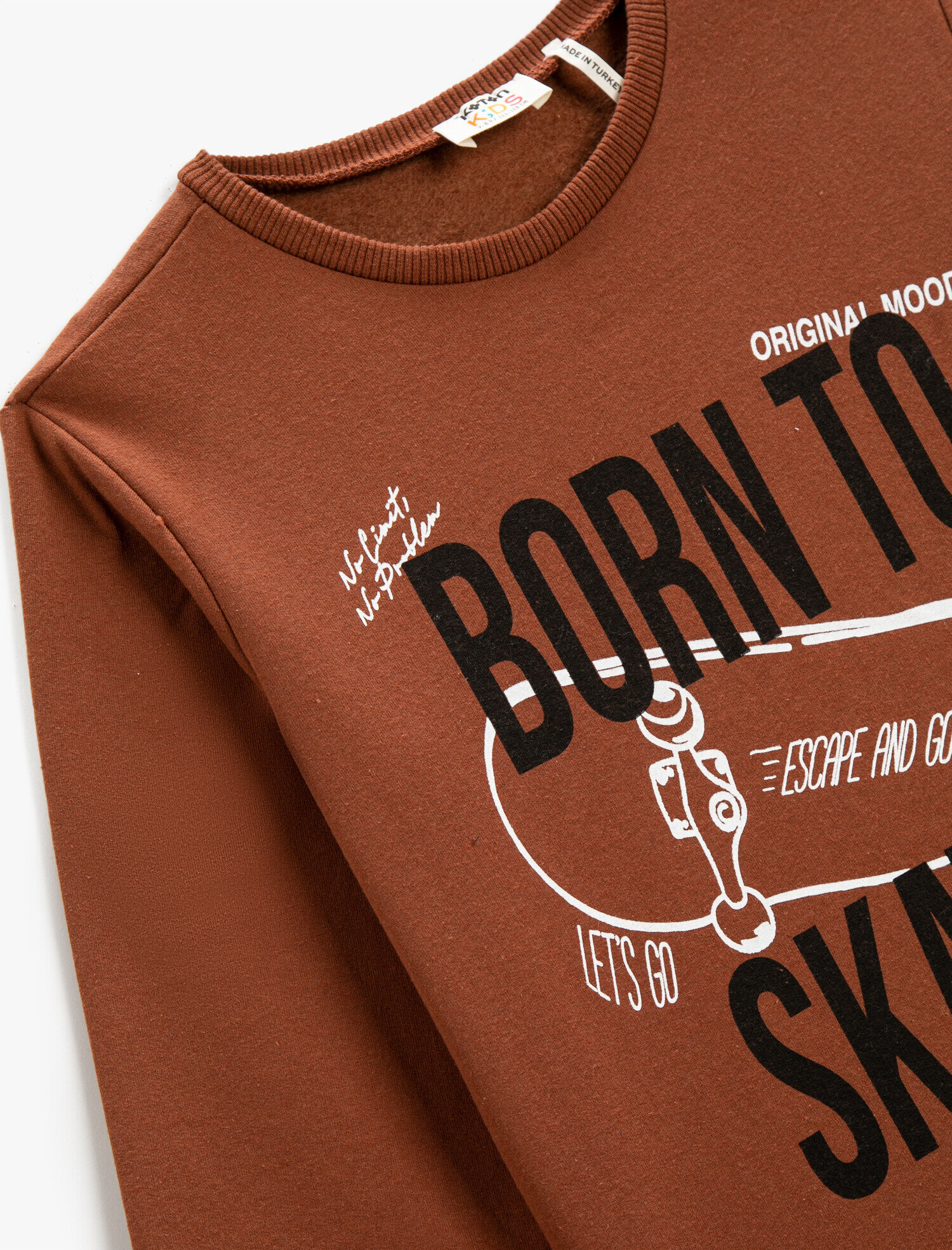  Erkek Çocuk Sweatshirt Uzun Kollu Baskılı Bisiklet Yaka