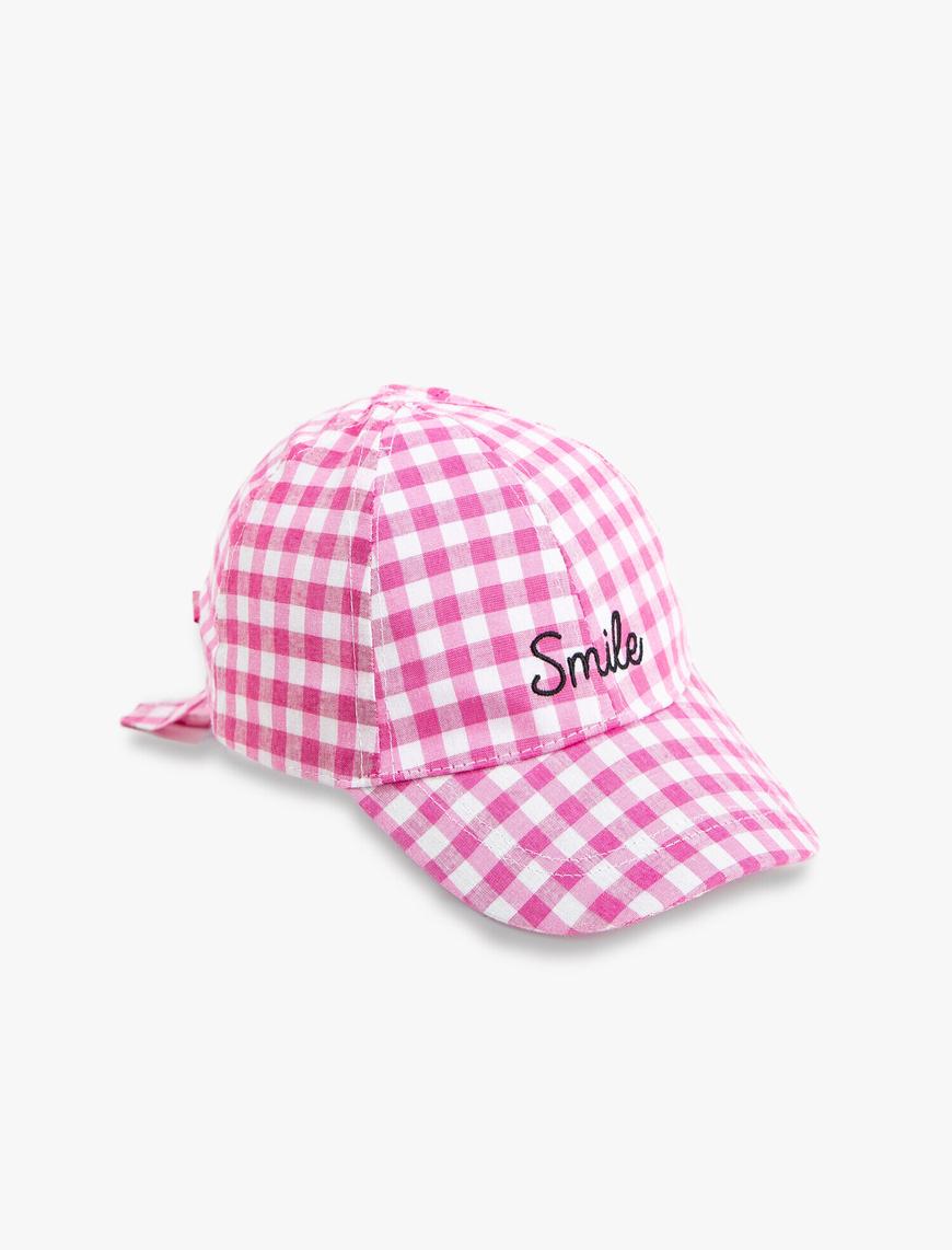  Kız Çocuk Slogan İşlemeli Kep Şapka
