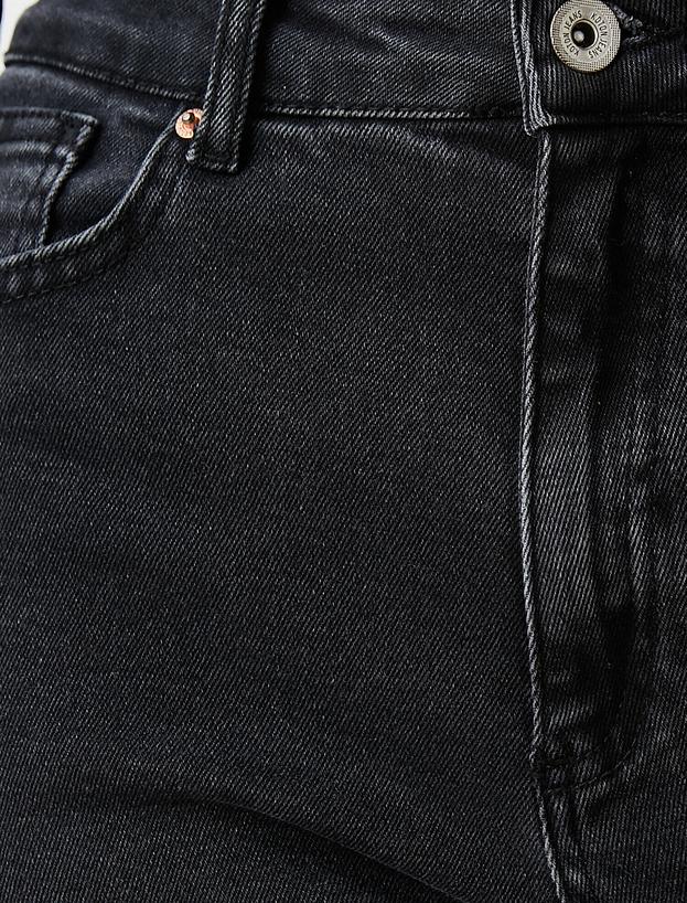   Dar Kesim Kot Pantolon Yüksek Bel - Slim Fit Jean