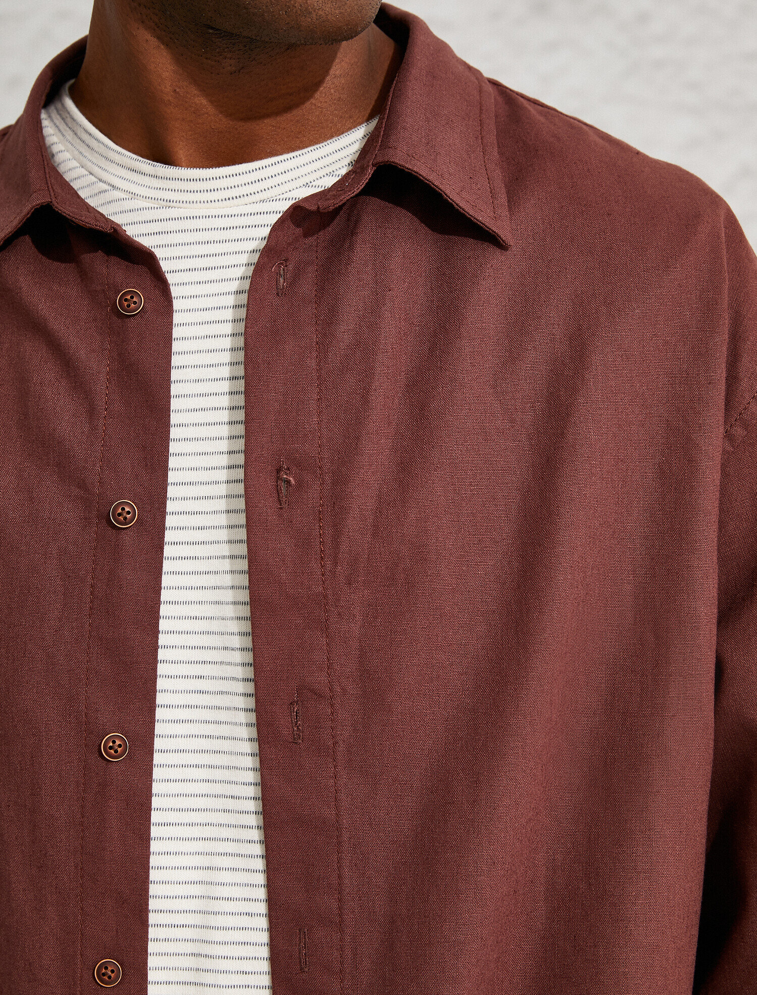   Keten Karışım Basic Gömlek