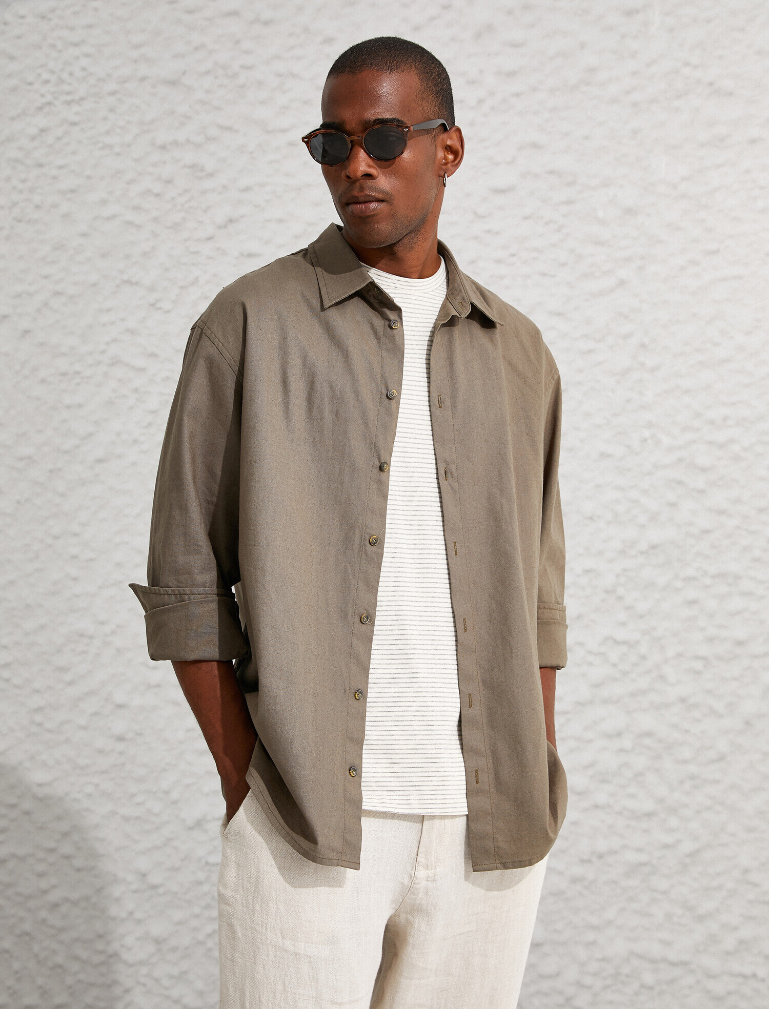   Keten Karışım Basic Gömlek