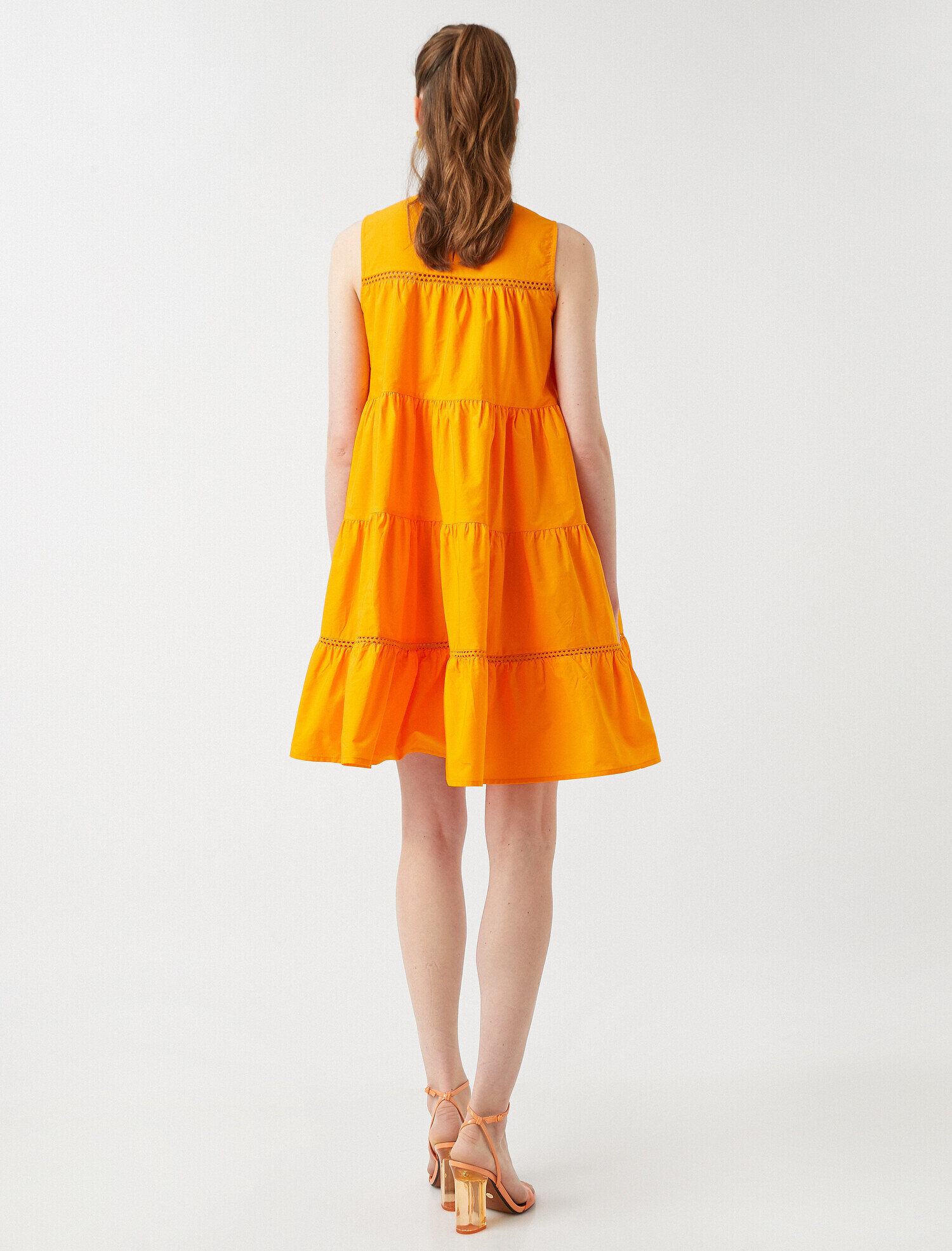   Katlı Poplin Mini Elbise Kolsuz