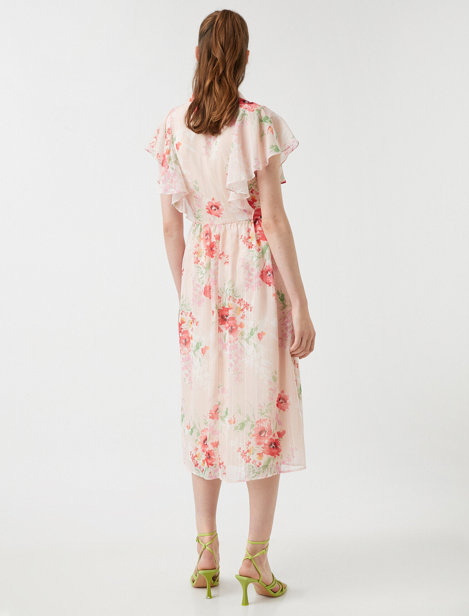   Midi Boy Şifon Elbise Gömlek Yaka