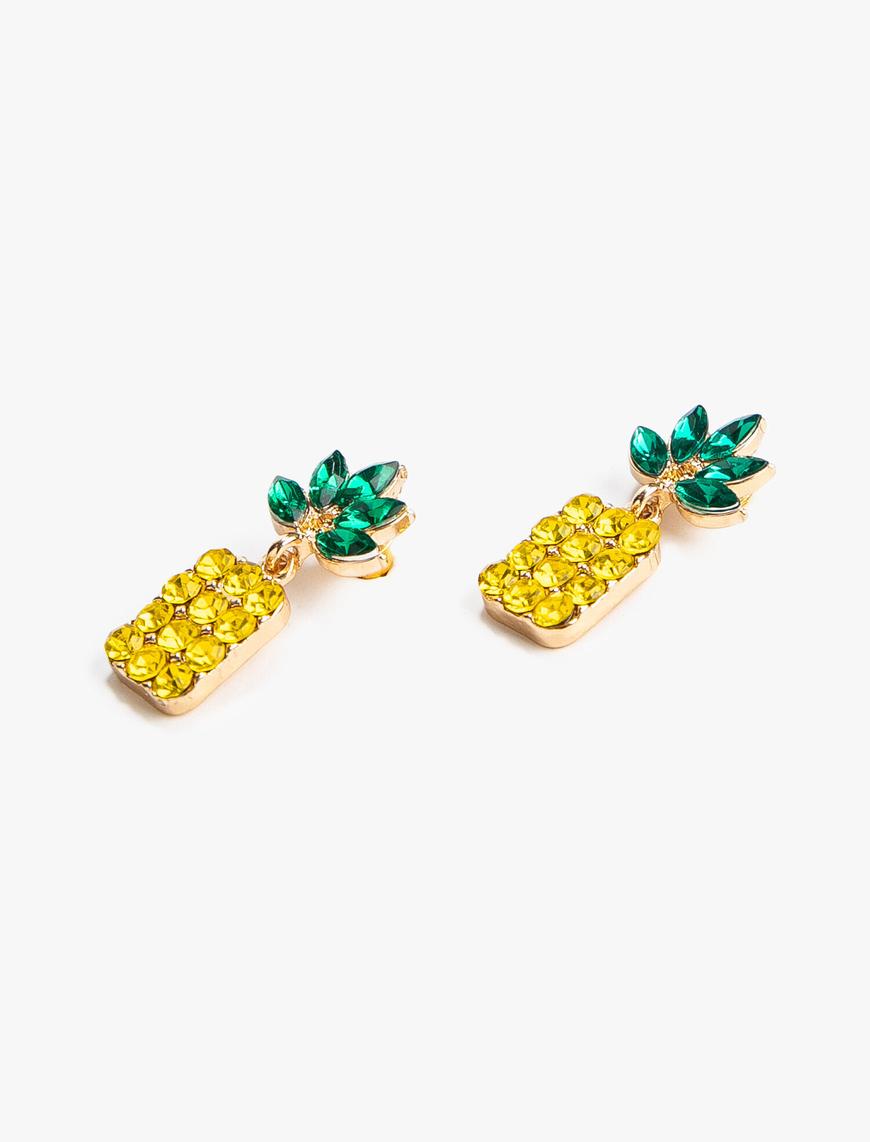  Kadın Ananas Şekilli Taşlı Küpe