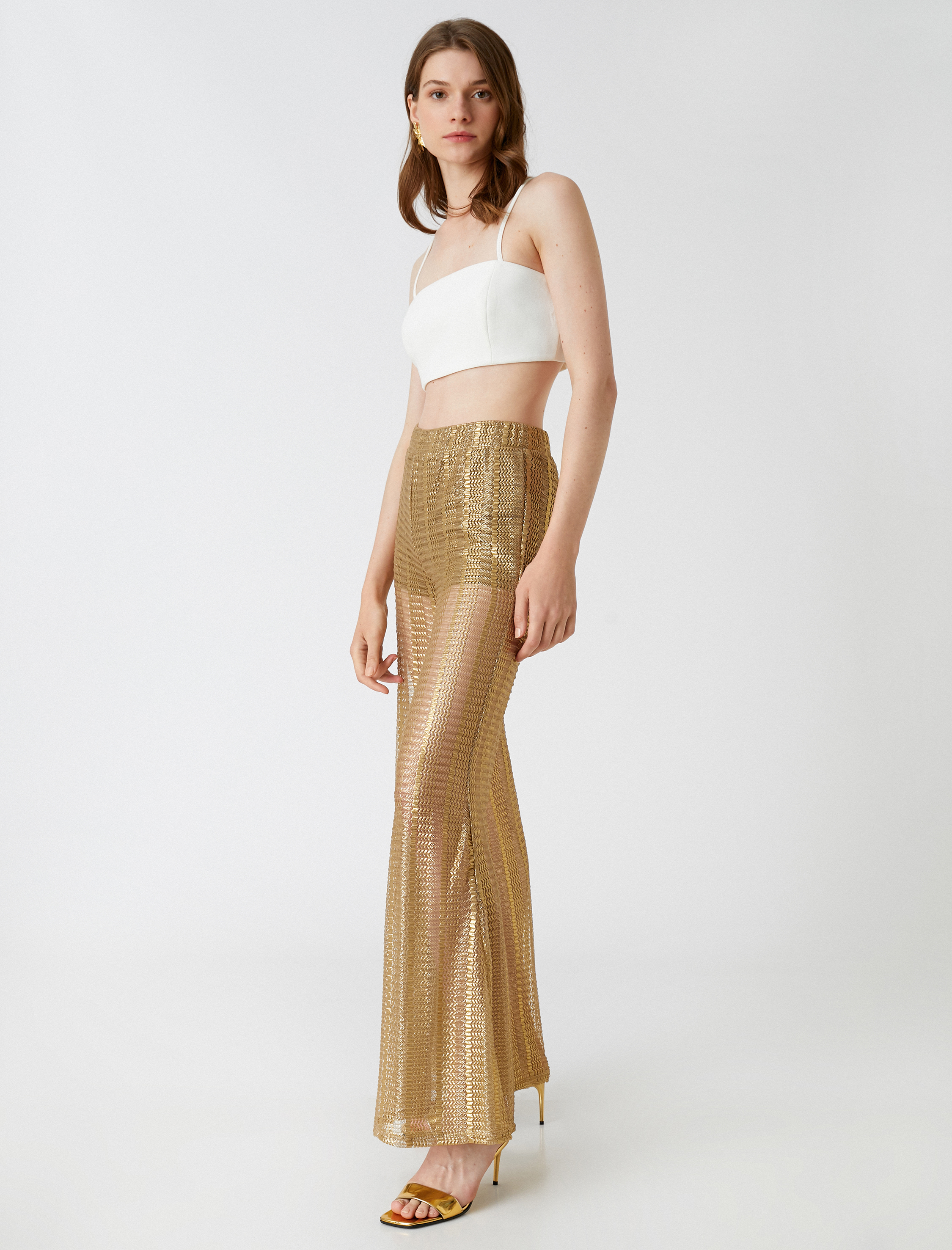   Işıltılı File Pantolon