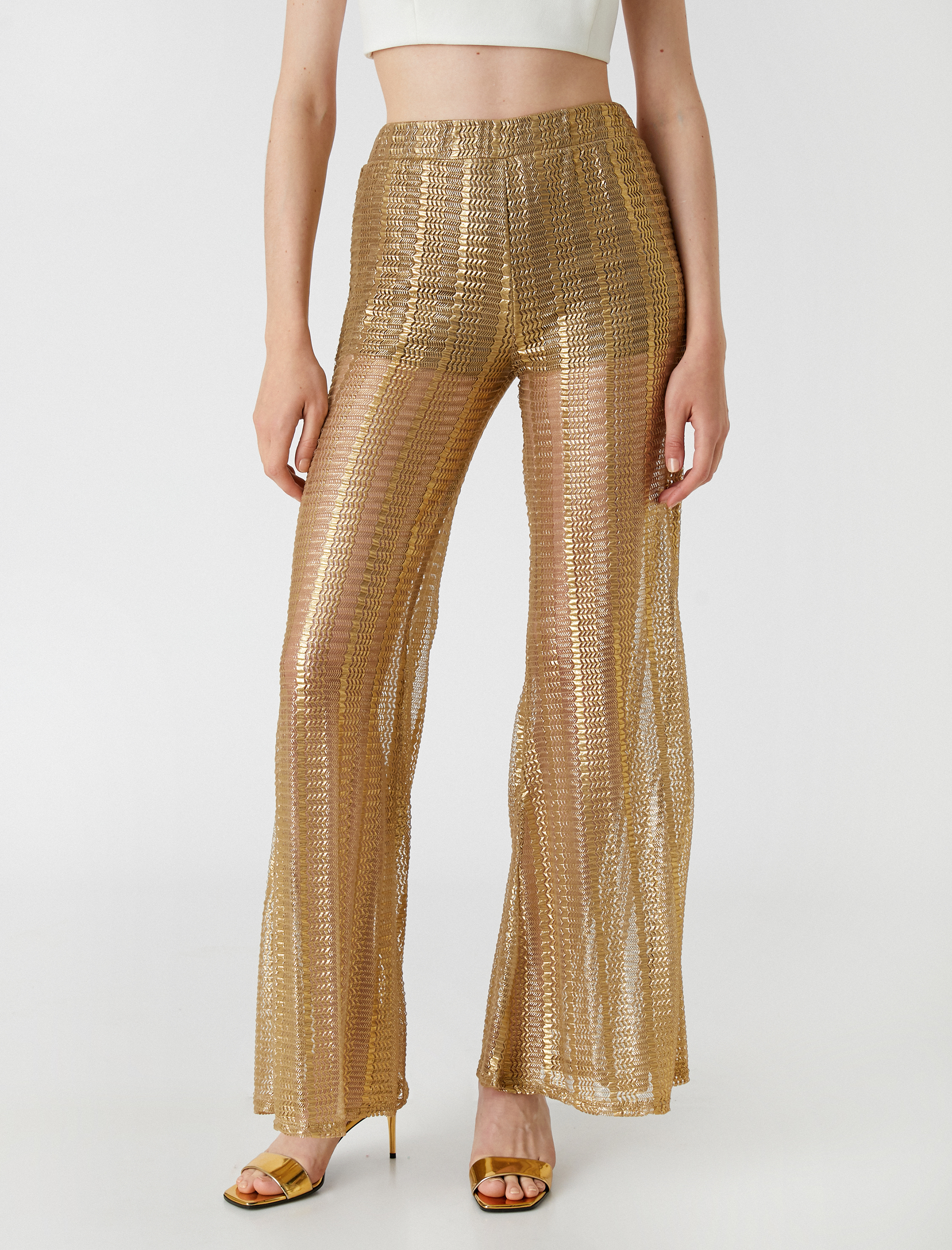   Işıltılı File Pantolon